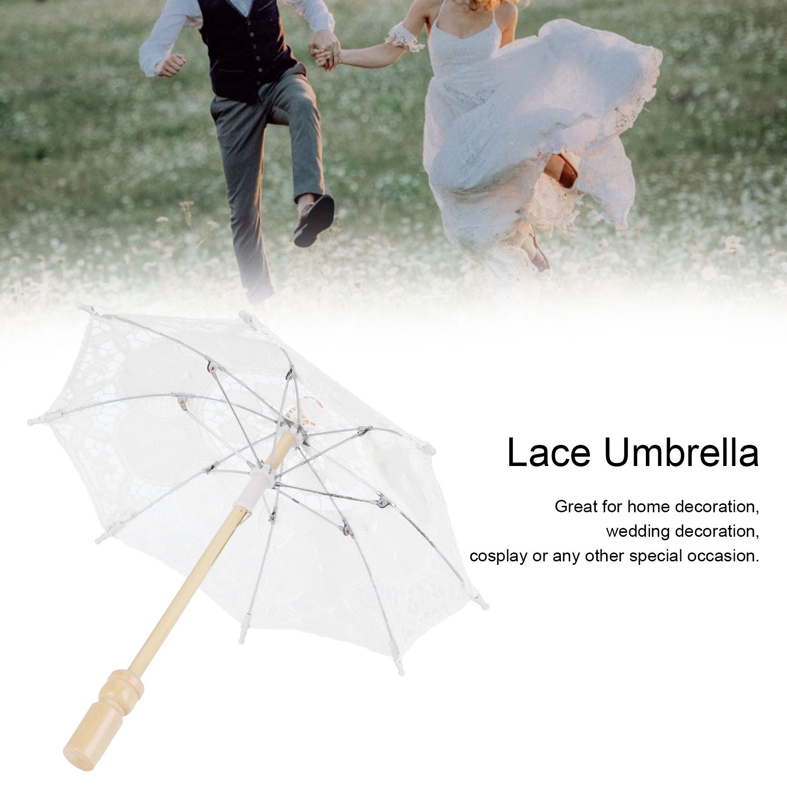 Lace Umbrella Parasol Vintage Wedding Bridal Umbrella for Photo Costume Party view 12