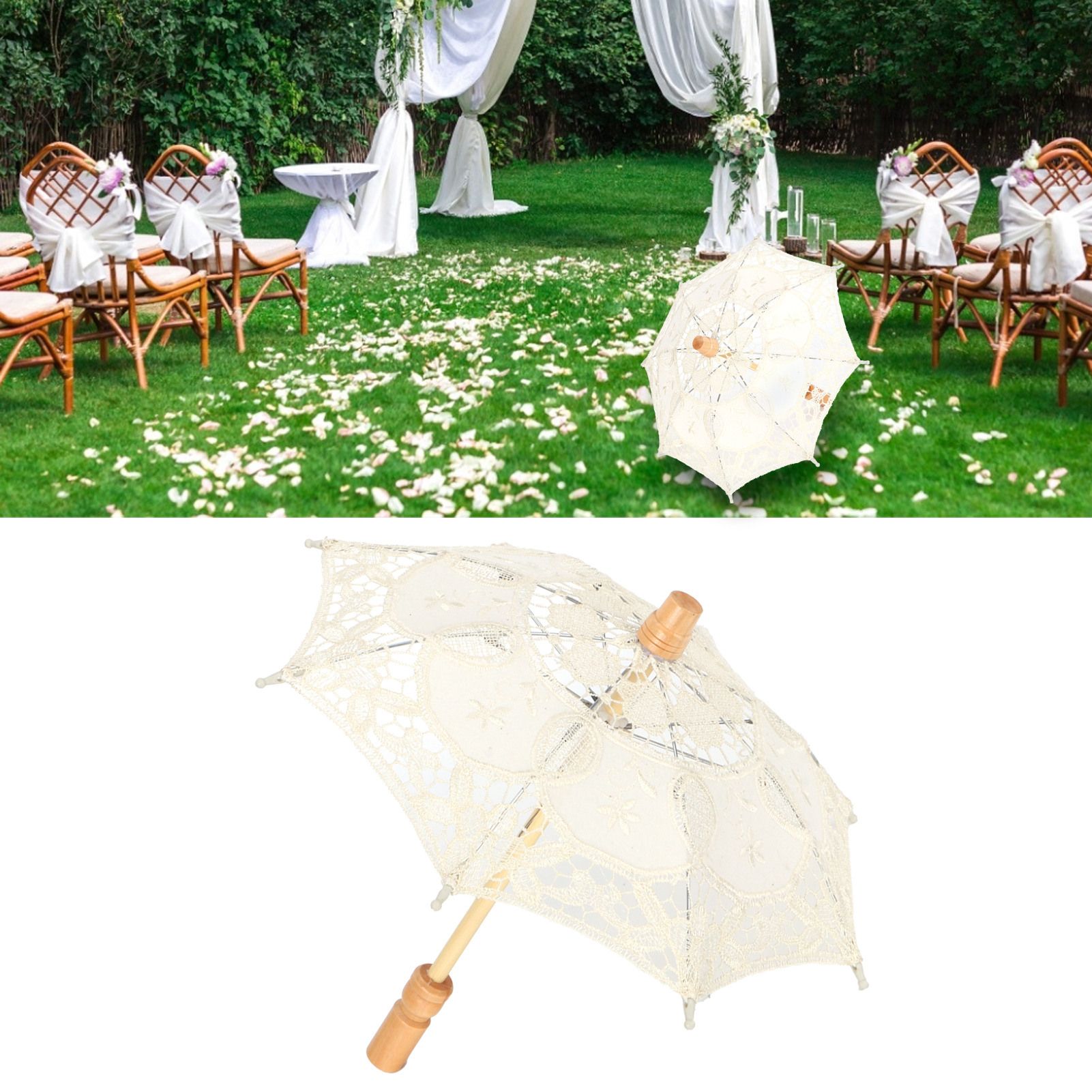 Lace Umbrella Parasol Vintage Wedding Bridal Umbrella for Photo Costume Party view 10