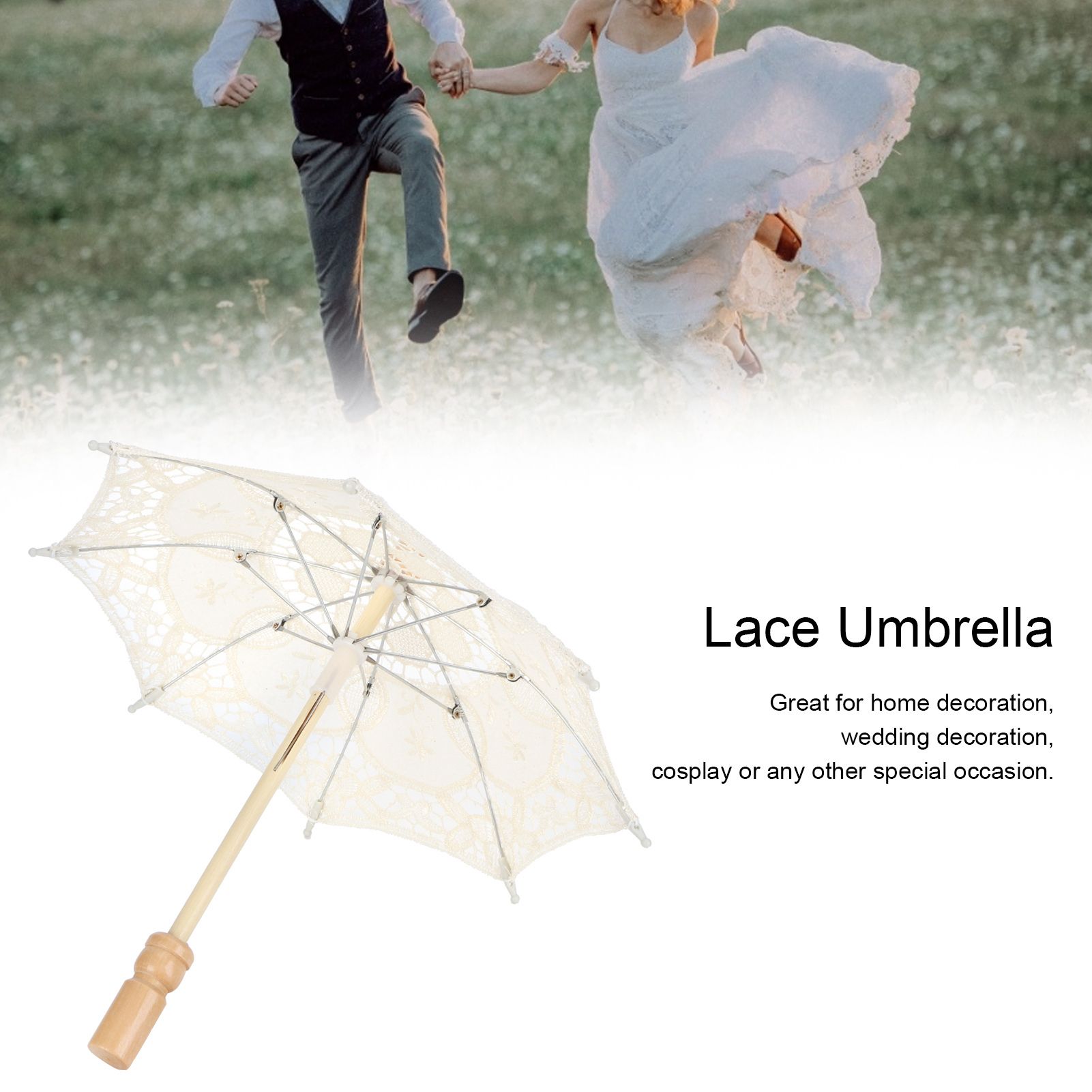 Lace Umbrella Parasol Vintage Wedding Bridal Umbrella for Photo Costume Party view 13