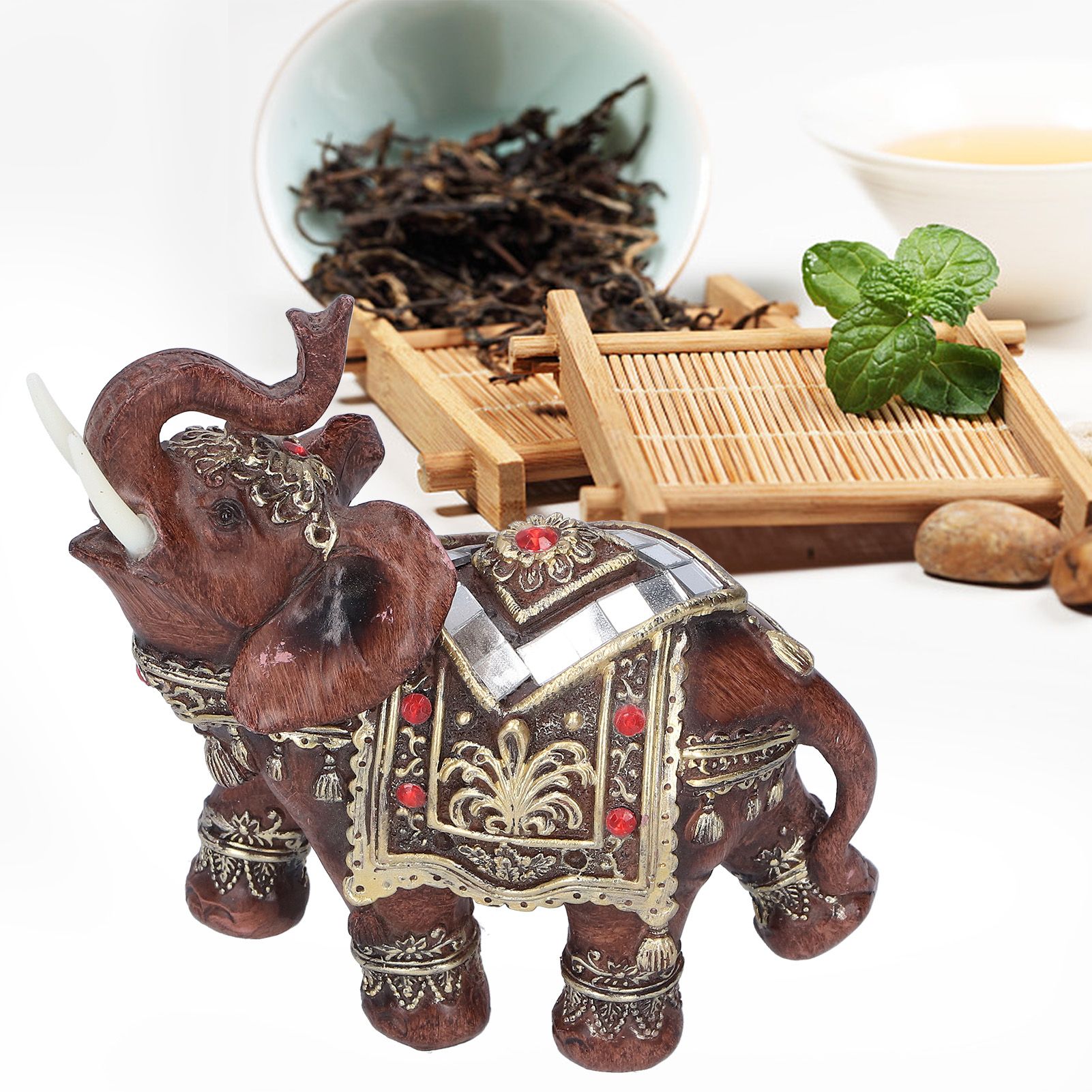 Elephant Statue Resin Desktop Figurine Ornament Home Living Room Decoration view 9