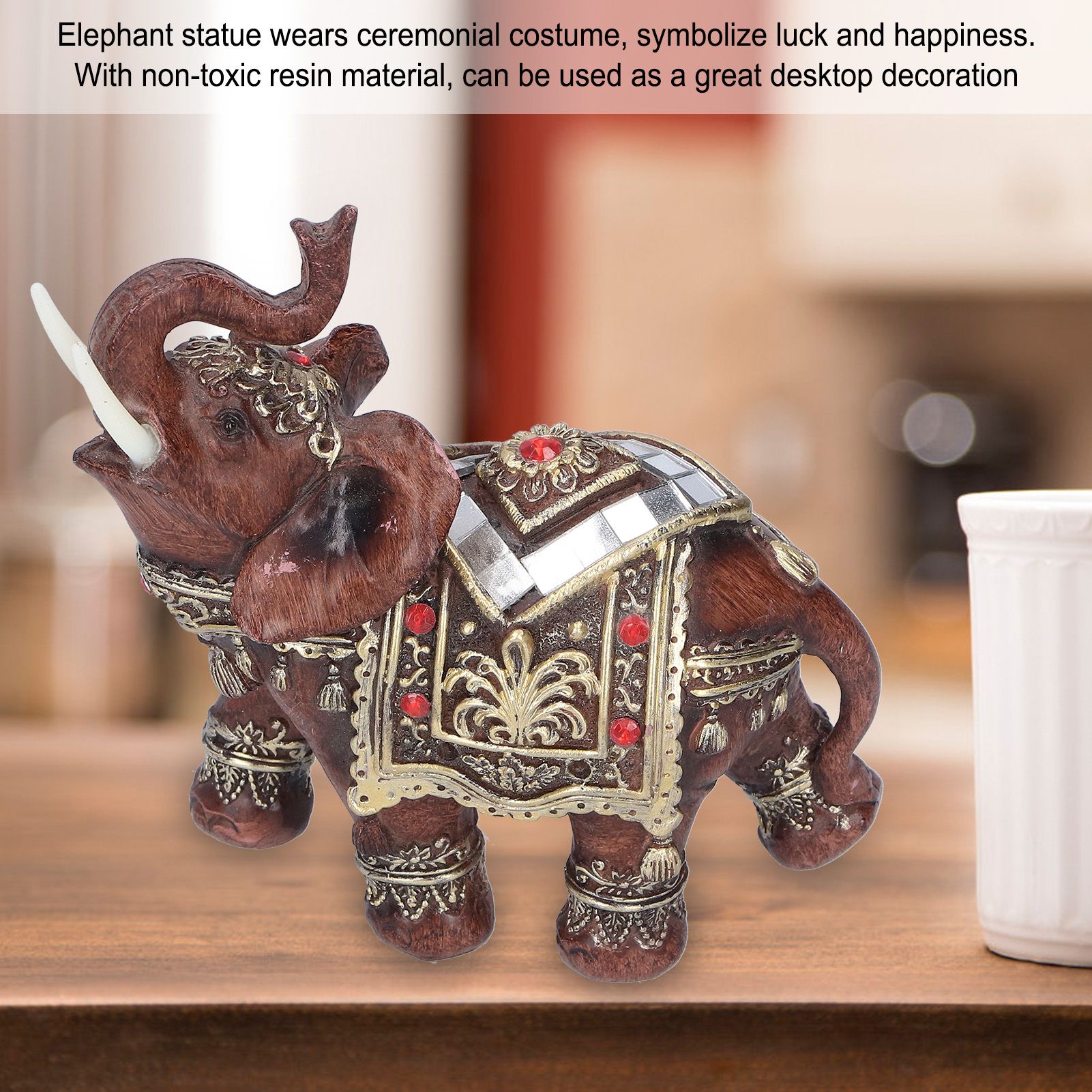 Elephant Statue Resin Desktop Figurine Ornament Home Living Room Decoration view 14