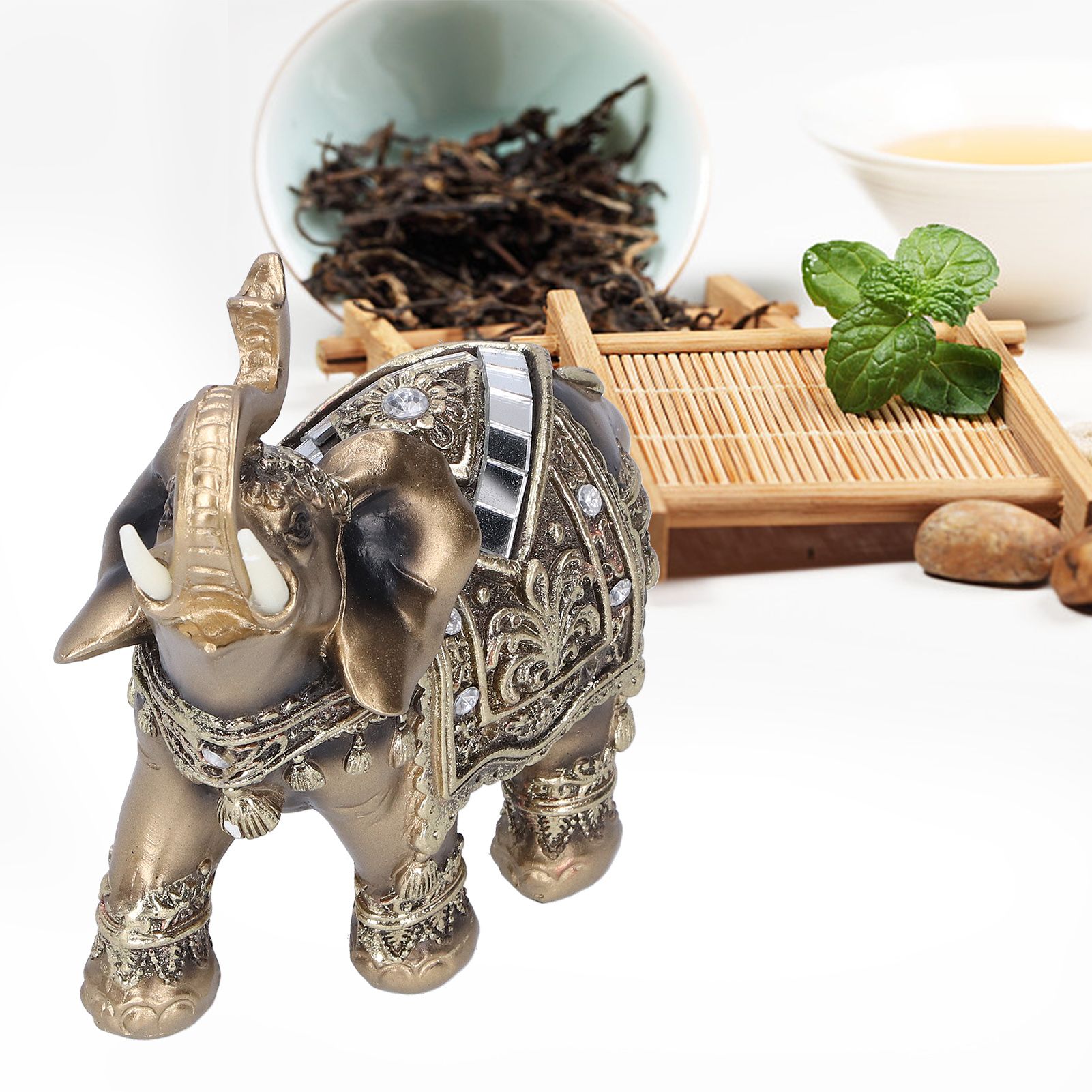 Elephant Statue Figurine Feng Shui Resin Animal Ornament Art Crafts Desktop view 9