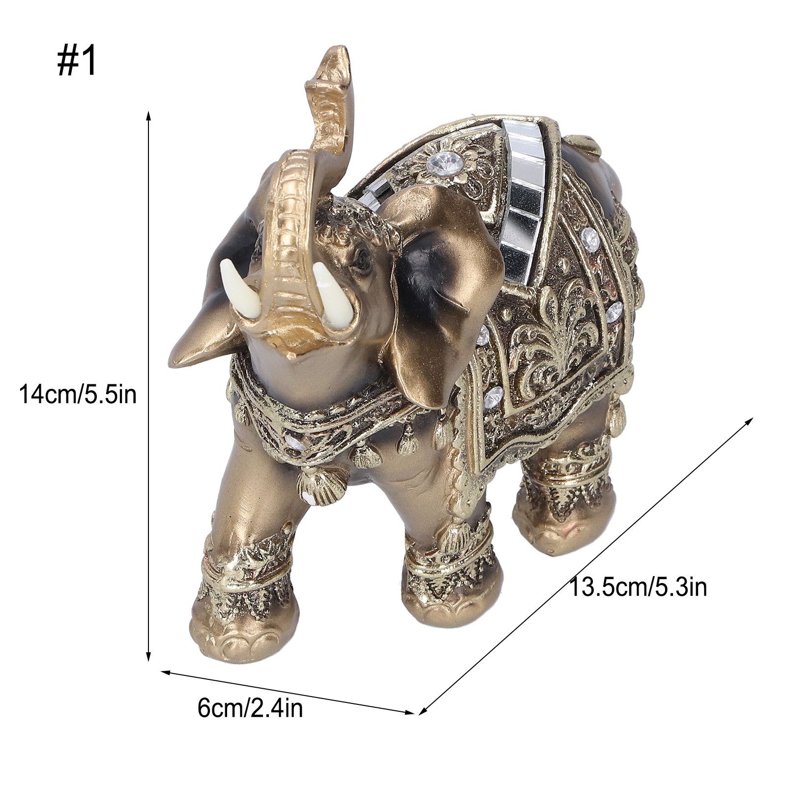 Elephant Statue Figurine Feng Shui Resin Animal Ornament Art Crafts Desktop view 13