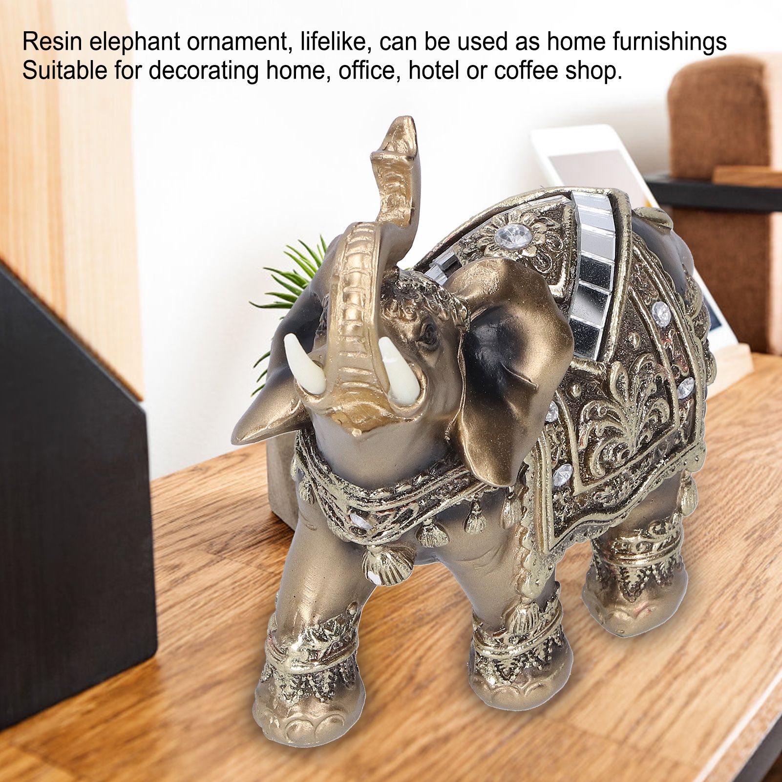 Elephant Statue Figurine Feng Shui Resin Animal Ornament Art Crafts Desktop view 14