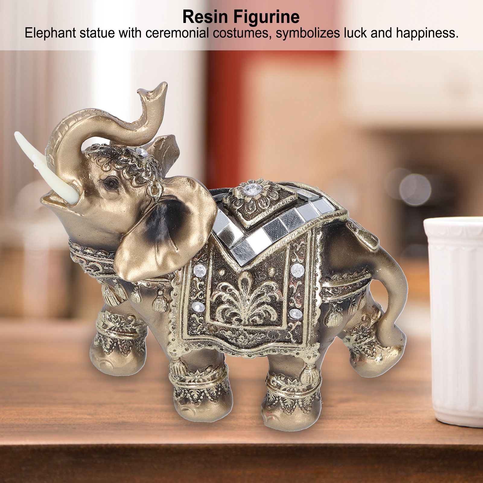 Elephant Statue Figurine Feng Shui Resin Animal Ornament Art Crafts Desktop view 15
