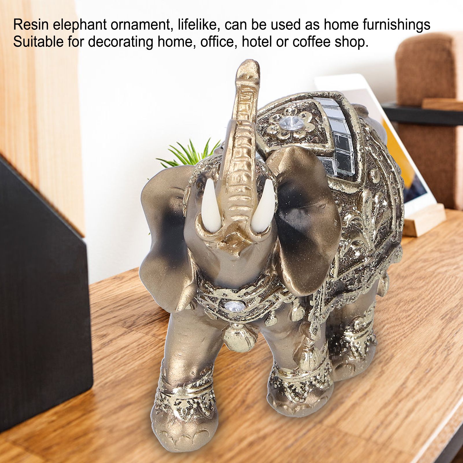 Elephant Statue Figurine Feng Shui Resin Animal Ornament Art Crafts Desktop view 14