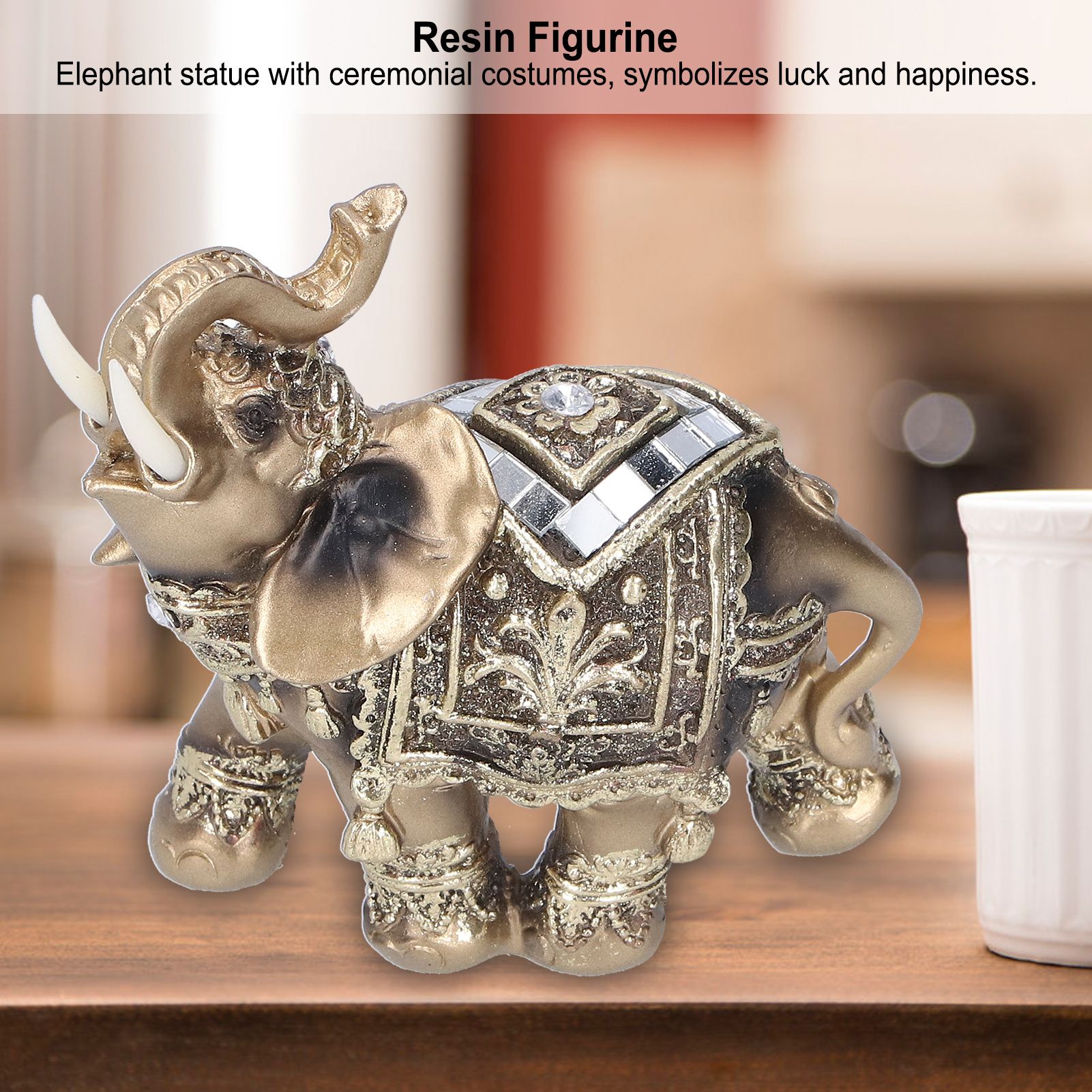 Elephant Statue Figurine Feng Shui Resin Animal Ornament Art Crafts Desktop view 15