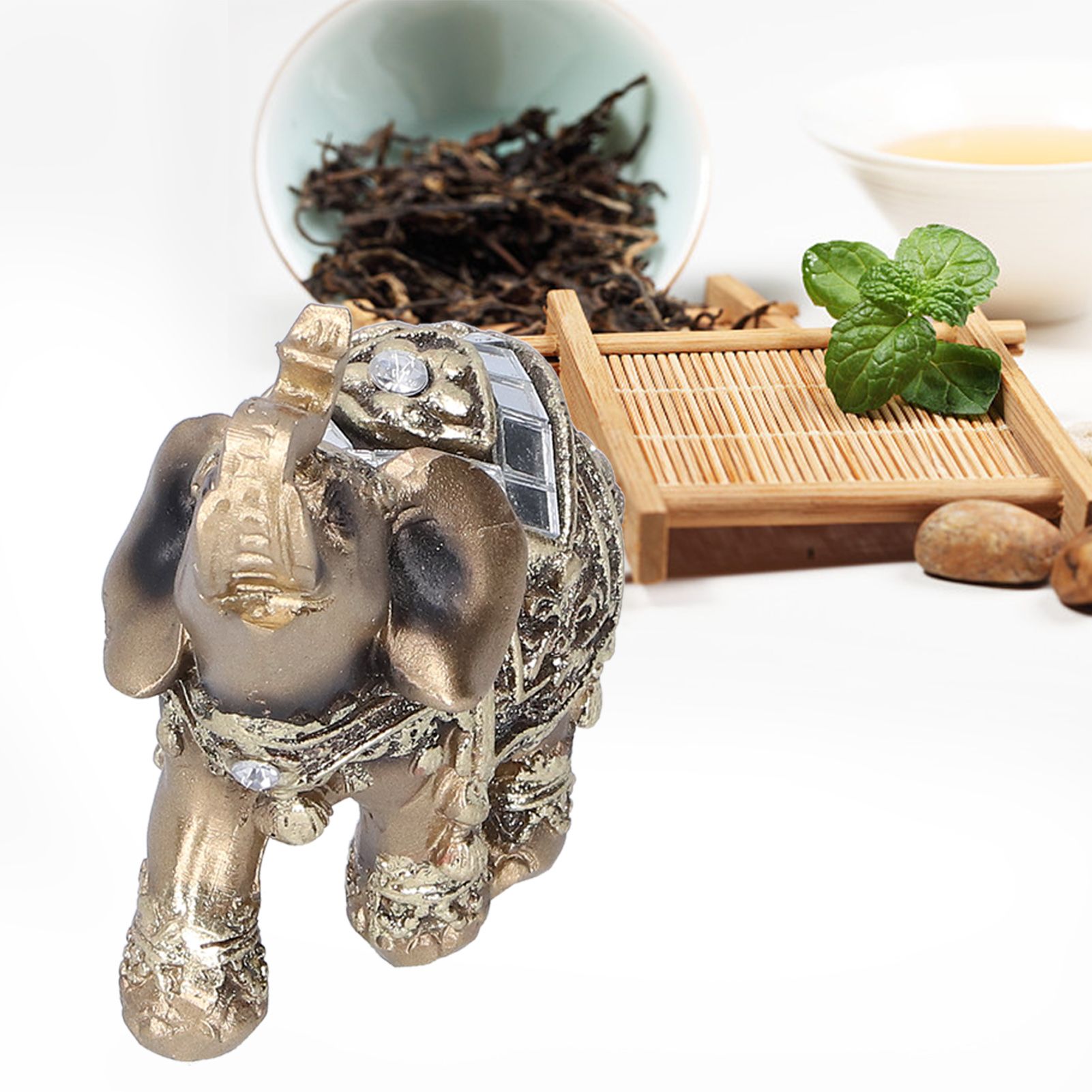 Elephant Statue Figurine Feng Shui Resin Animal Ornament Art Crafts Desktop view 9