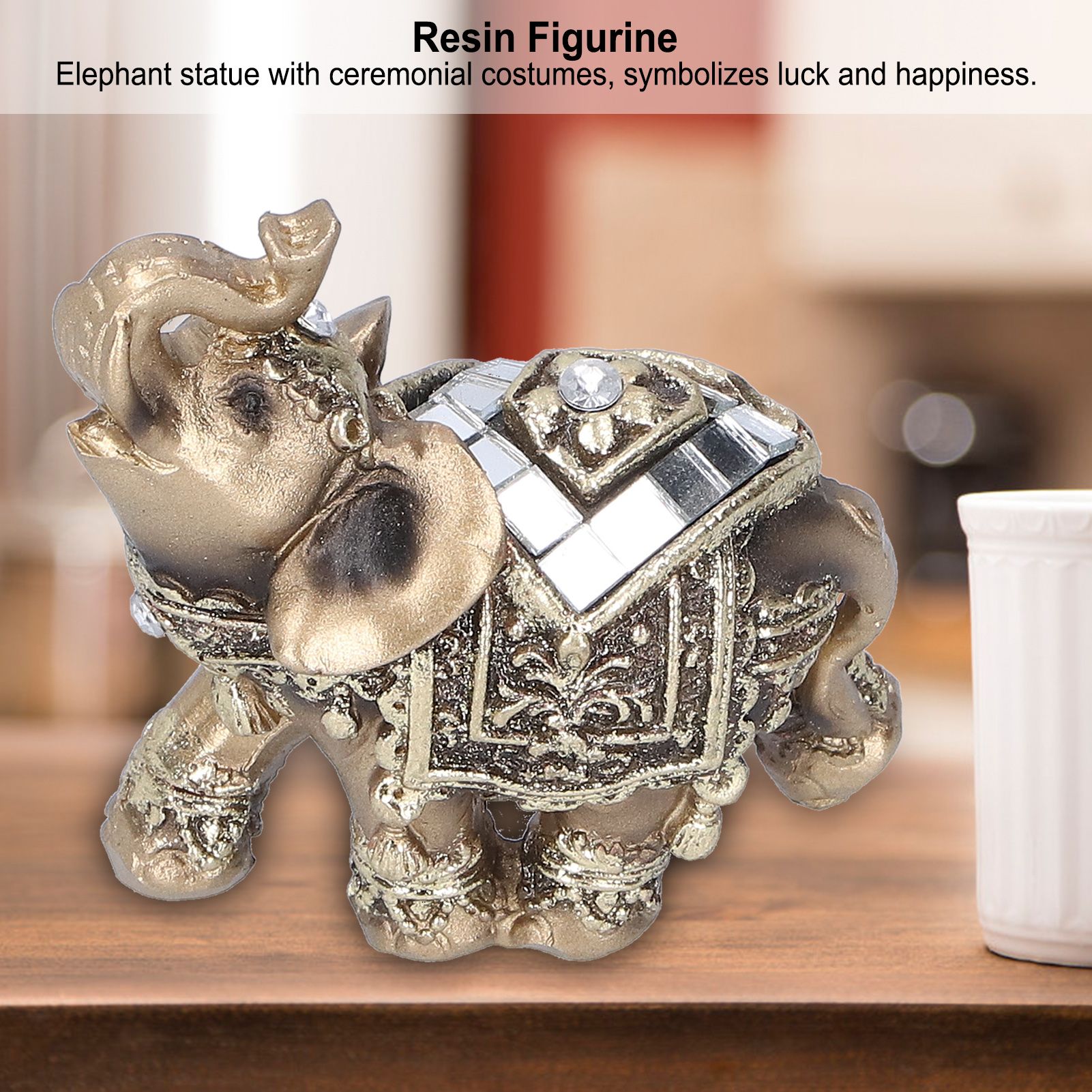 Elephant Statue Figurine Feng Shui Resin Animal Ornament Art Crafts Desktop view 15