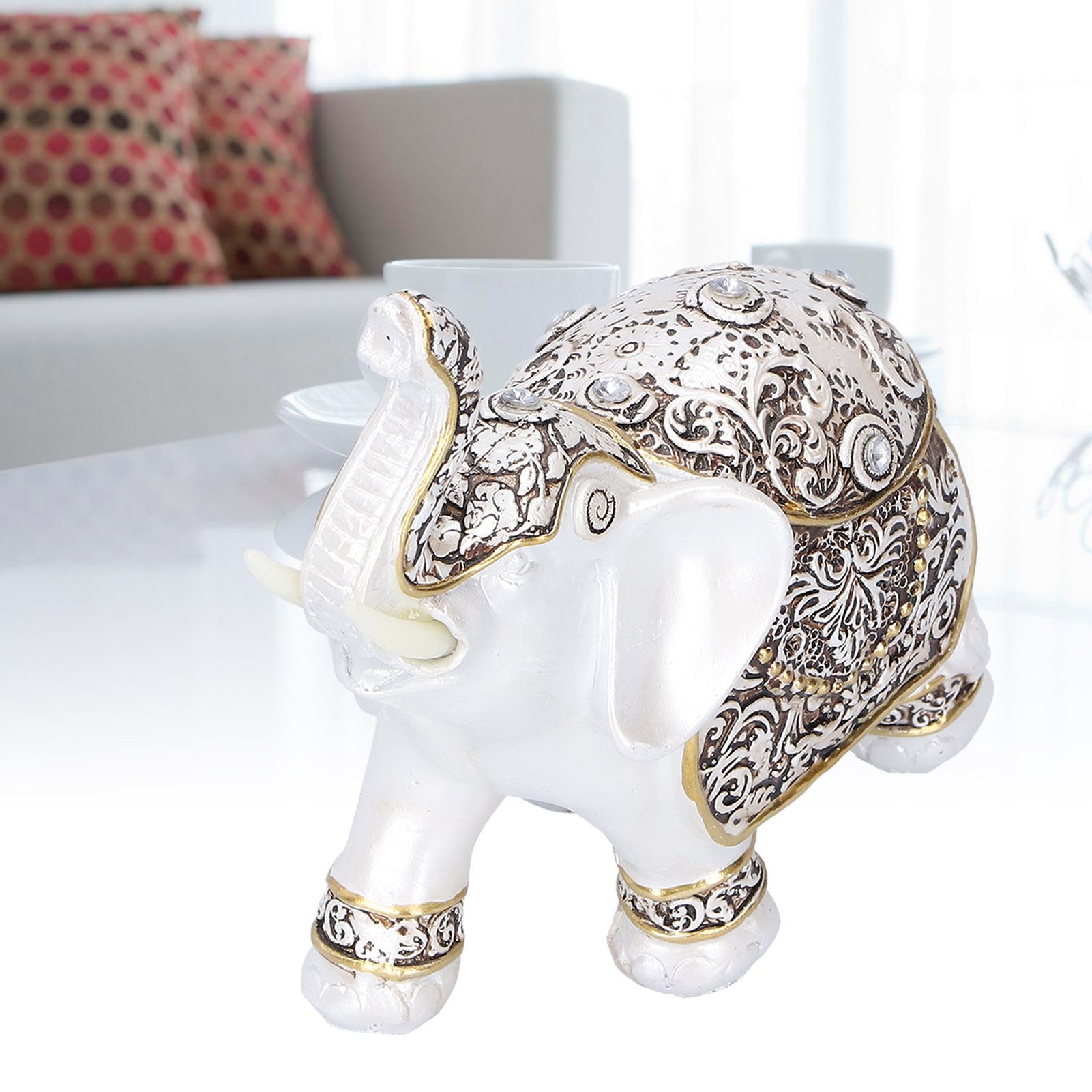 Resin Elephant Feng Shui Statue Wealth Lucky Figurine Crafts Home Office Decor view 9
