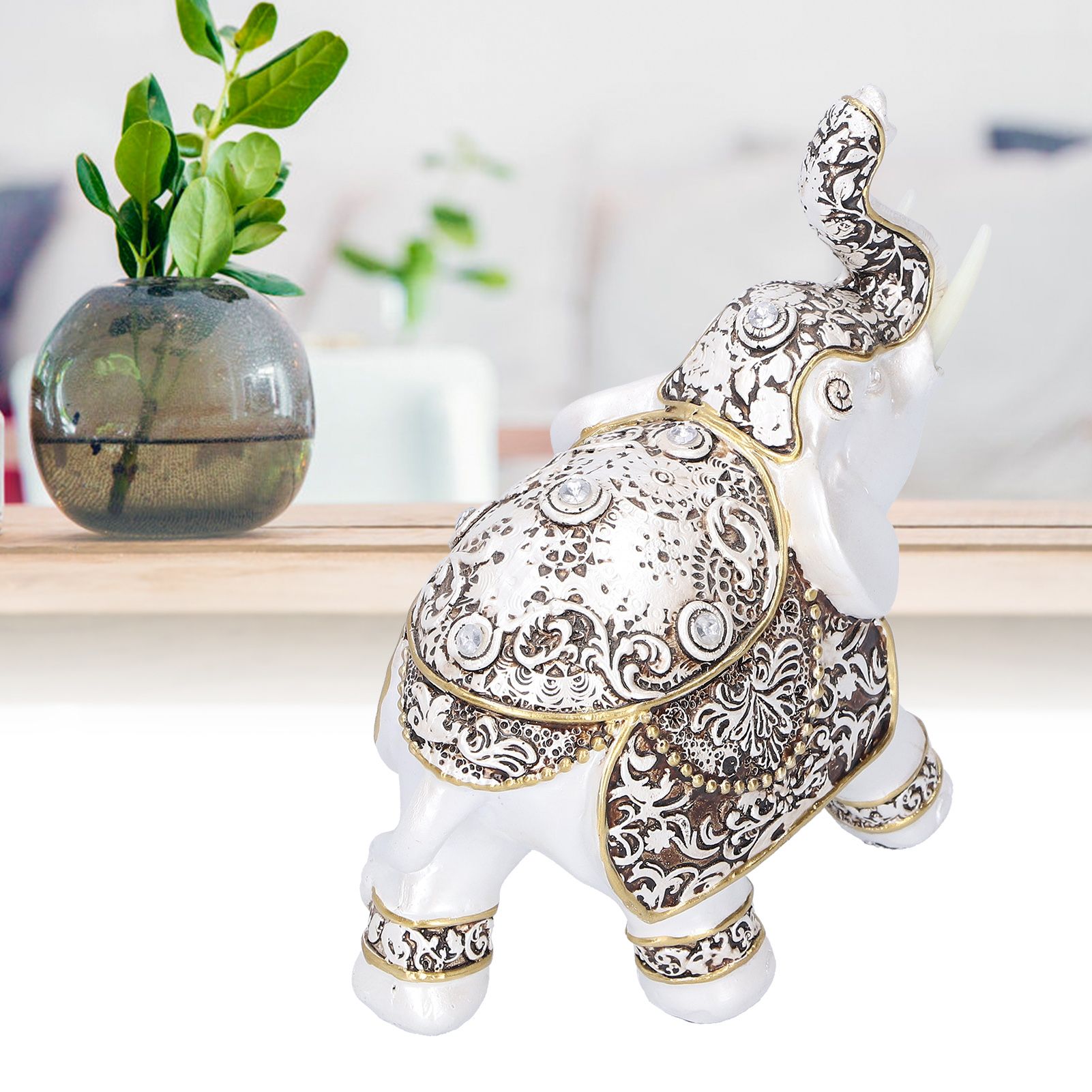 Resin Elephant Feng Shui Statue Wealth Lucky Figurine Crafts Home Office Decor view 10