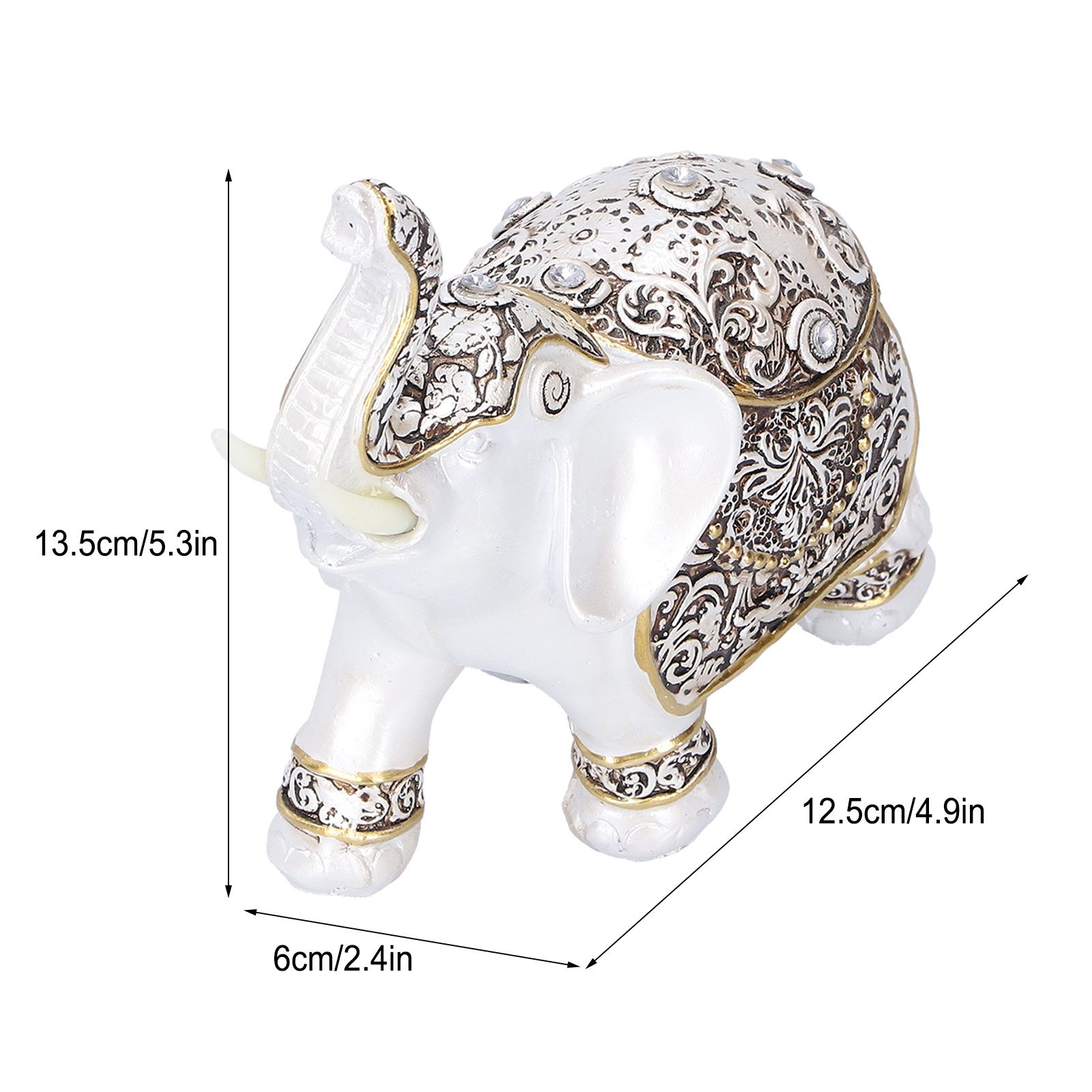 Resin Elephant Feng Shui Statue Wealth Lucky Figurine Crafts Home Office Decor view 13