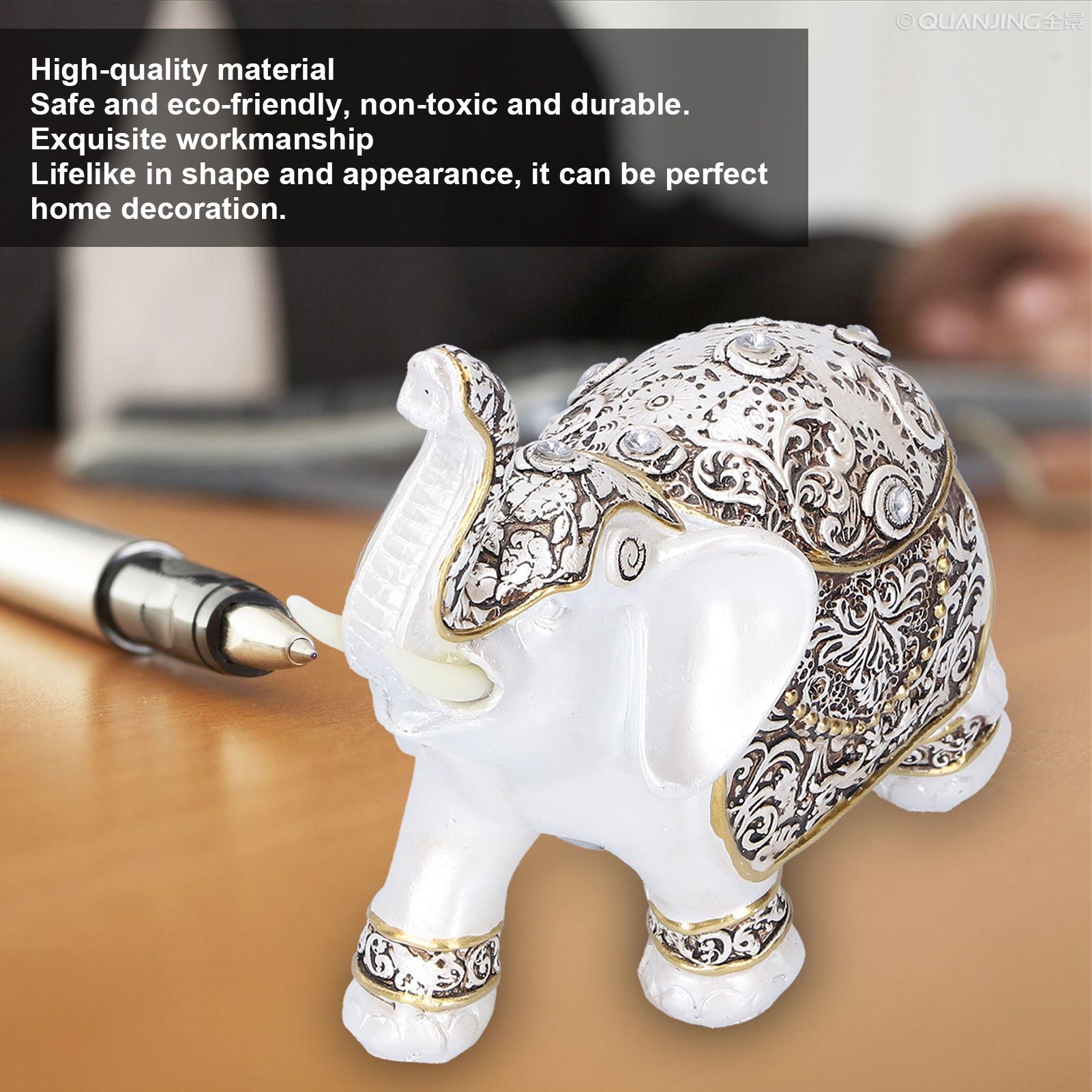 Resin Elephant Feng Shui Statue Wealth Lucky Figurine Crafts Home Office Decor view 14