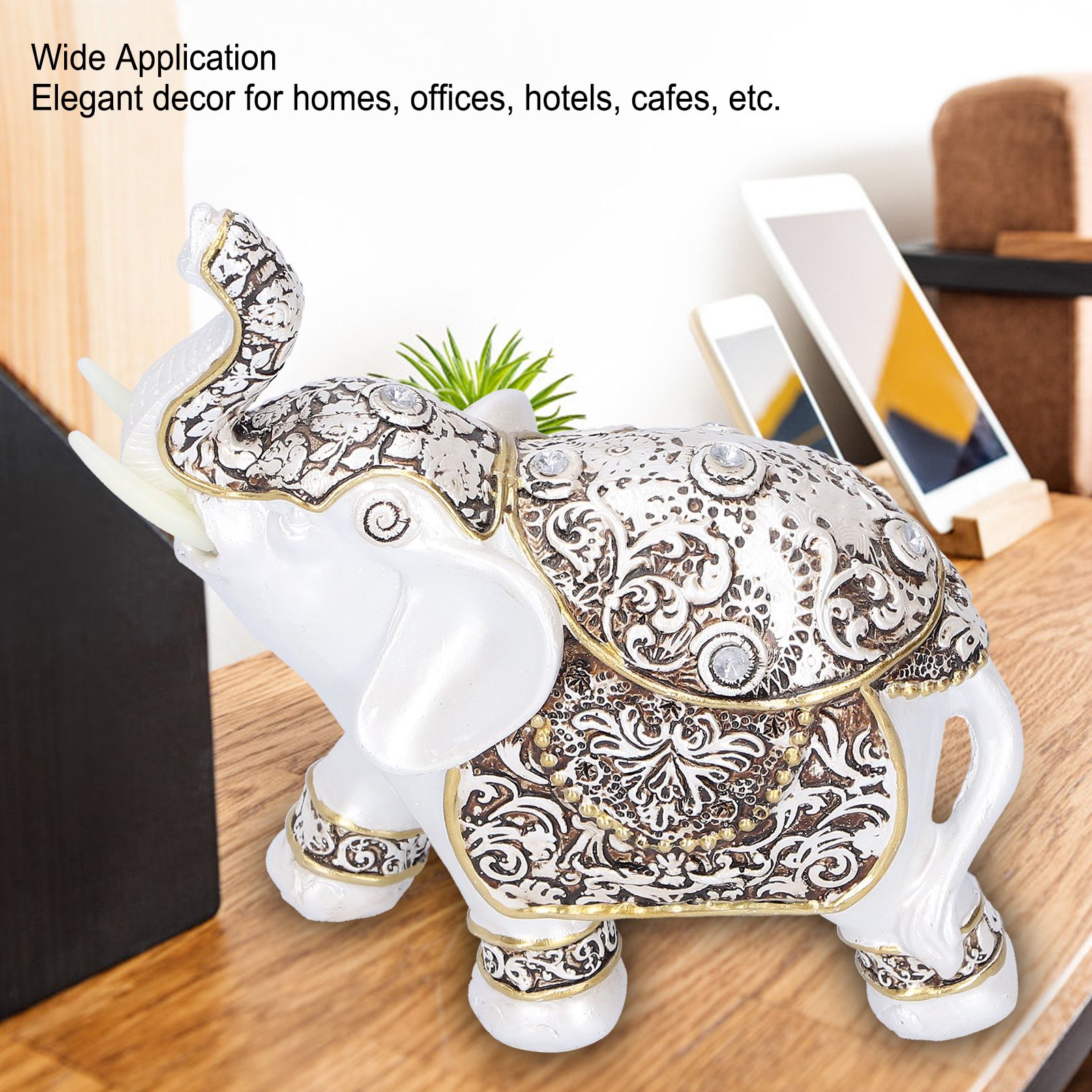 Resin Elephant Feng Shui Statue Wealth Lucky Figurine Crafts Home Office Decor view 15