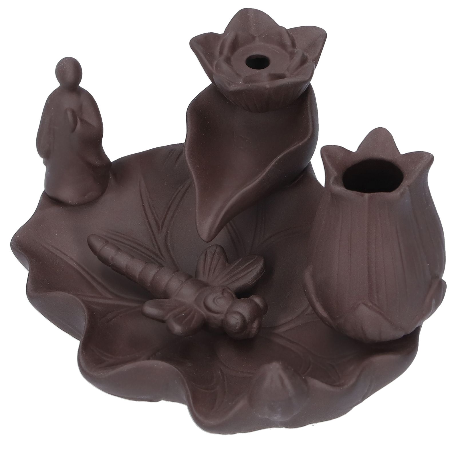 Incense Burner Red Porcelain Dragonfly Shape Backflow Smoke Waterfall view 3