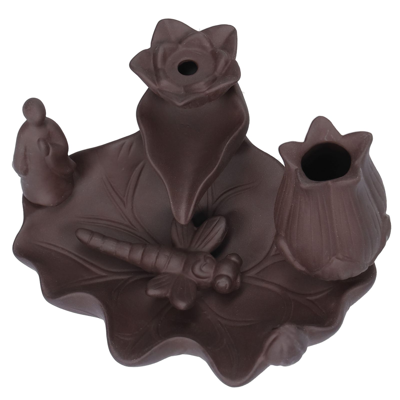 Incense Burner Red Porcelain Dragonfly Shape Backflow Smoke Waterfall view 5