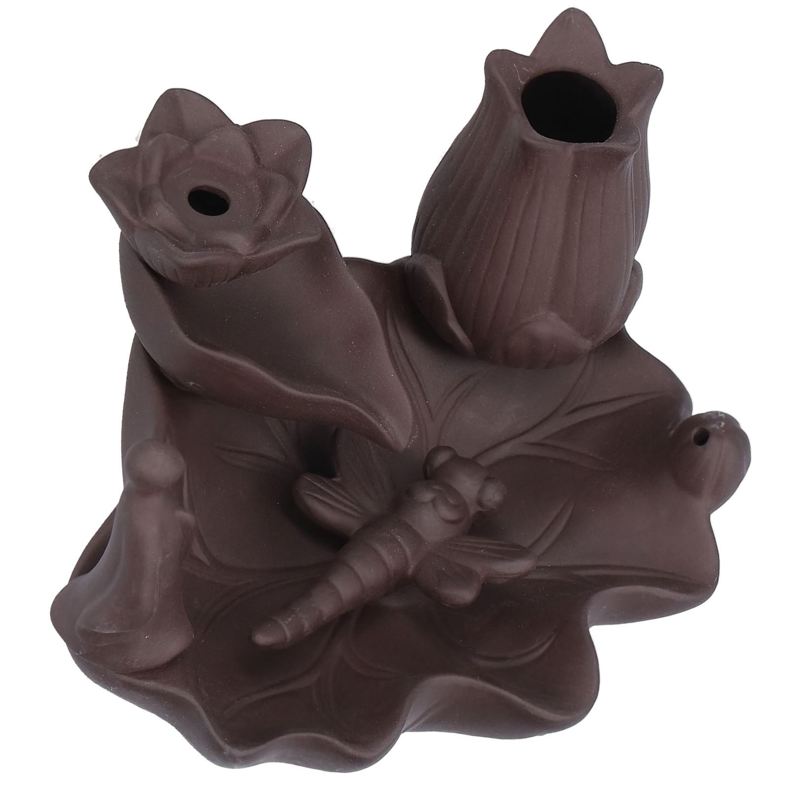 Incense Burner Red Porcelain Dragonfly Shape Backflow Smoke Waterfall view 8
