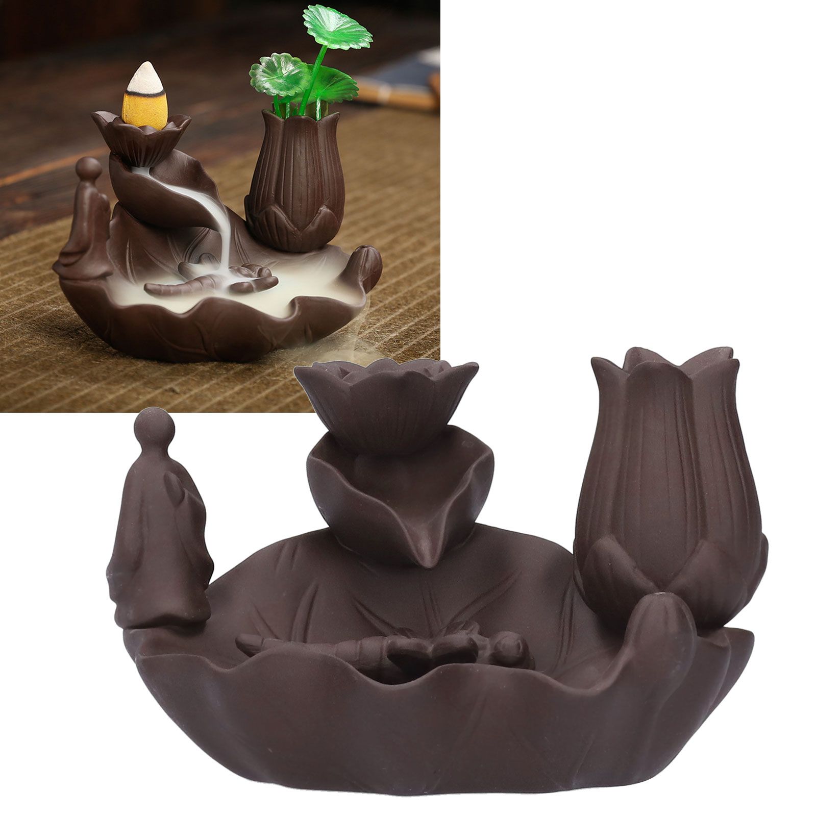 Incense Burner Red Porcelain Dragonfly Shape Backflow Smoke Waterfall view 9