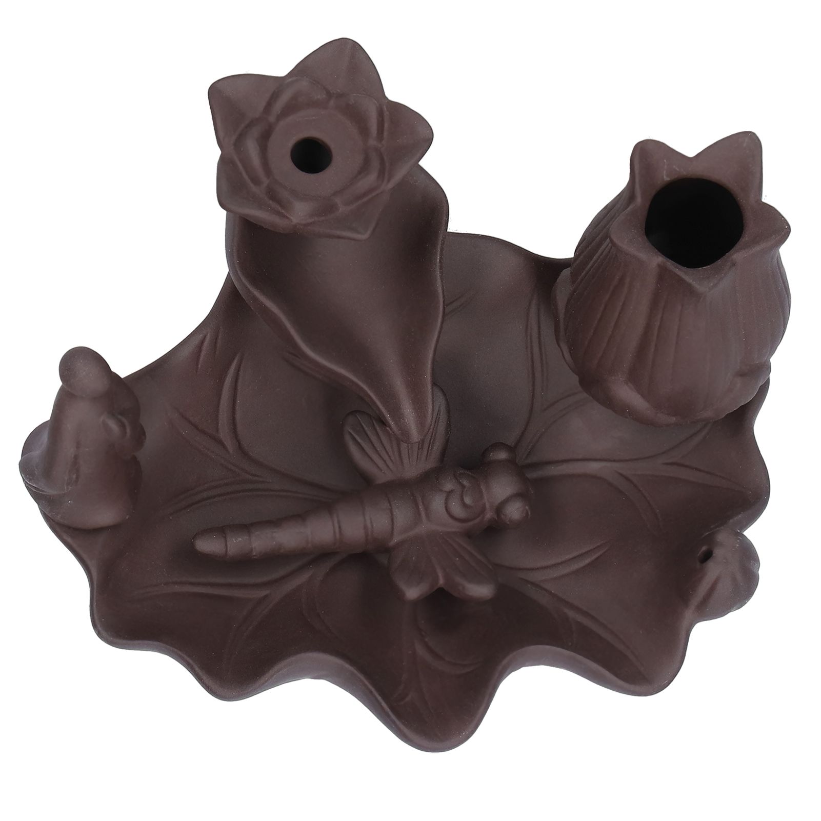 Incense Burner Red Porcelain Dragonfly Shape Backflow Smoke Waterfall view 15