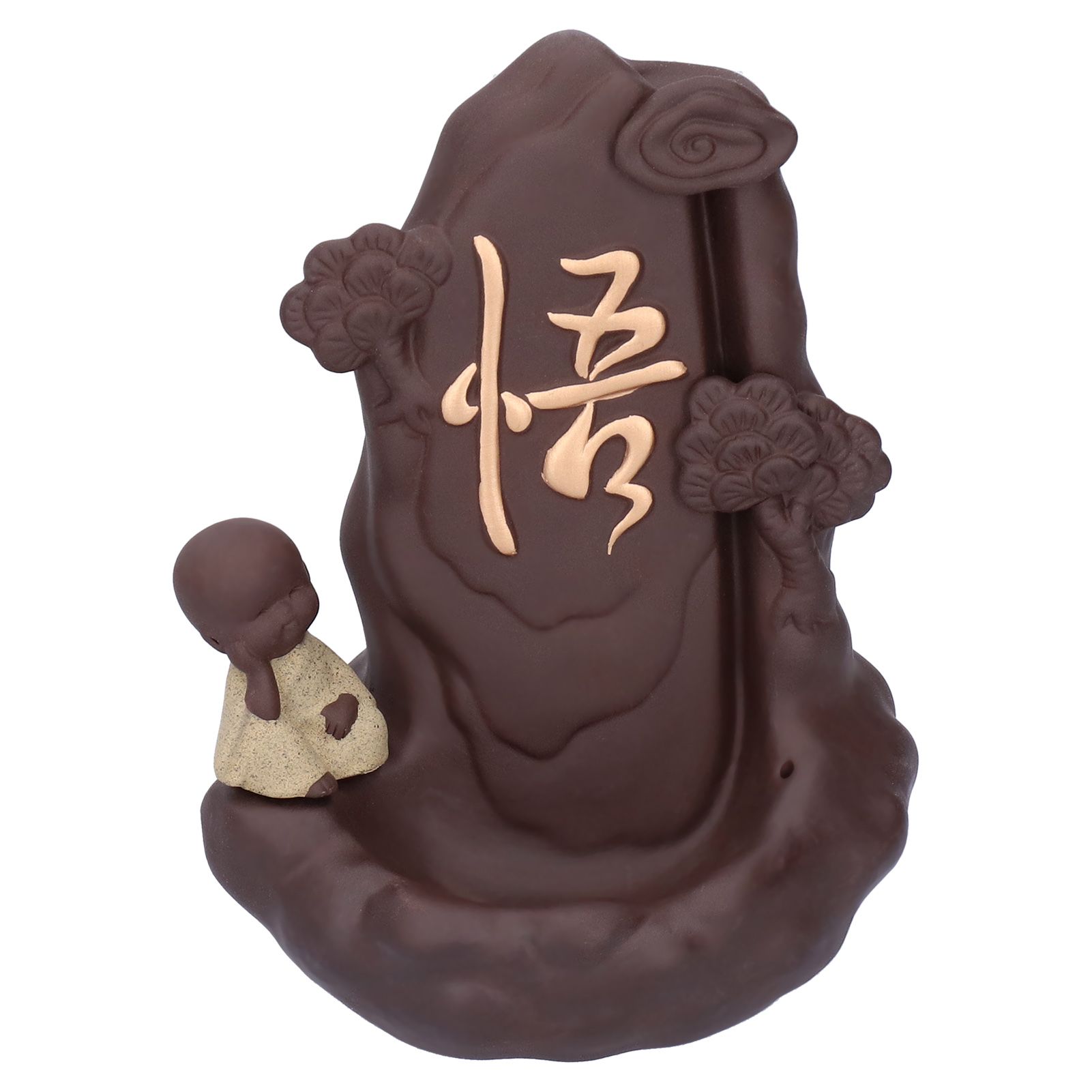 Backflow Incense Burner with Little Monk Ornament Household Inner Decoration
