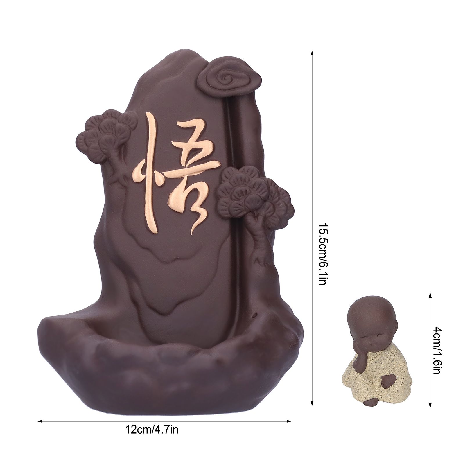 Backflow Incense Burner with Little Monk Ornament Household Inner Decoration view 14