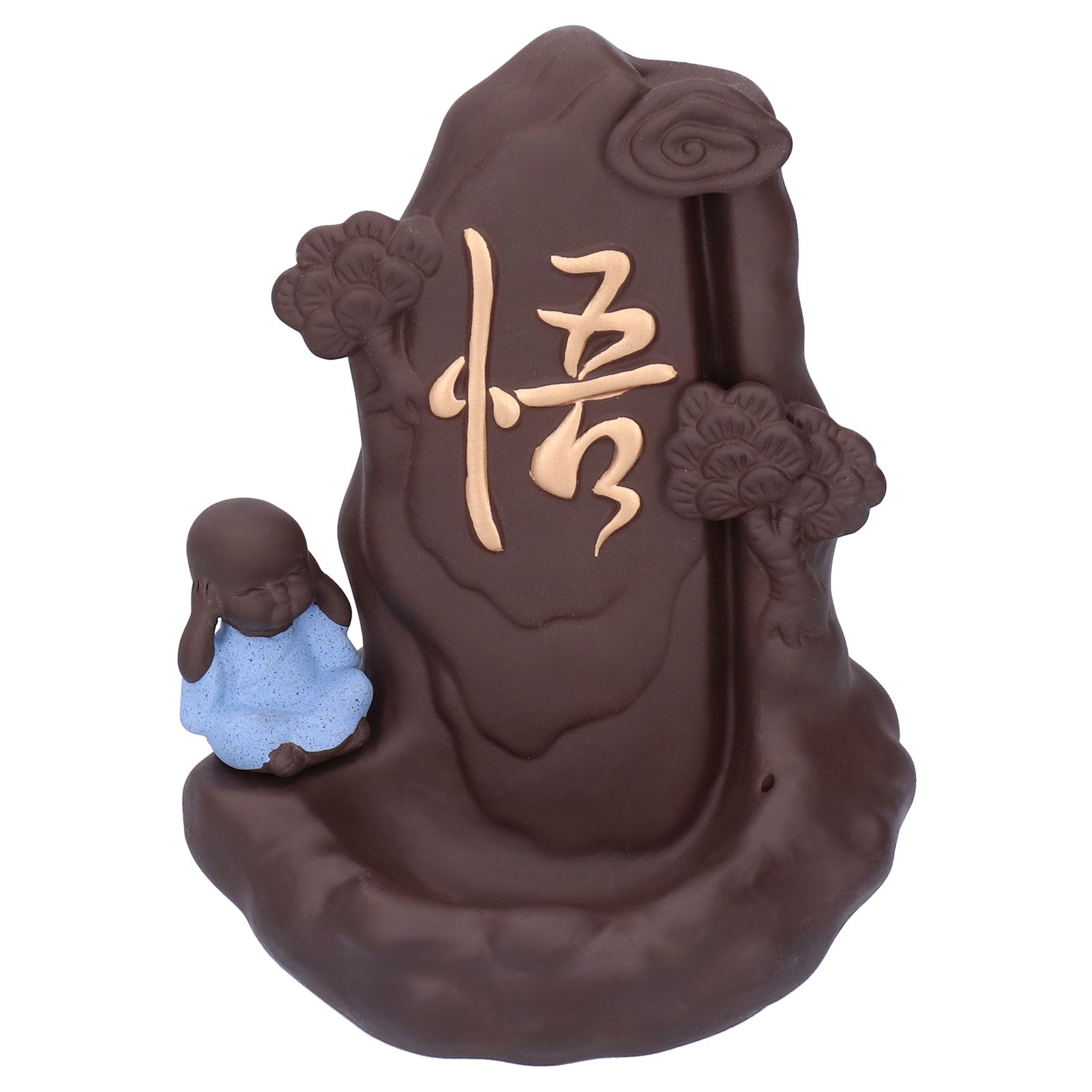 Backflow Incense Burner with Little Monk Ornament Household Inner Decoration
