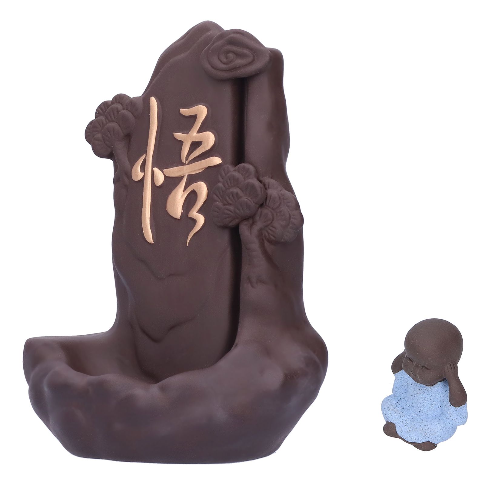 Backflow Incense Burner with Little Monk Ornament Household Inner Decoration view 6