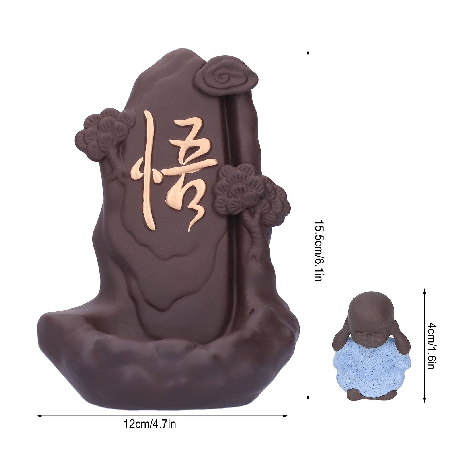 Backflow Incense Burner with Little Monk Ornament Household Inner Decoration view 14