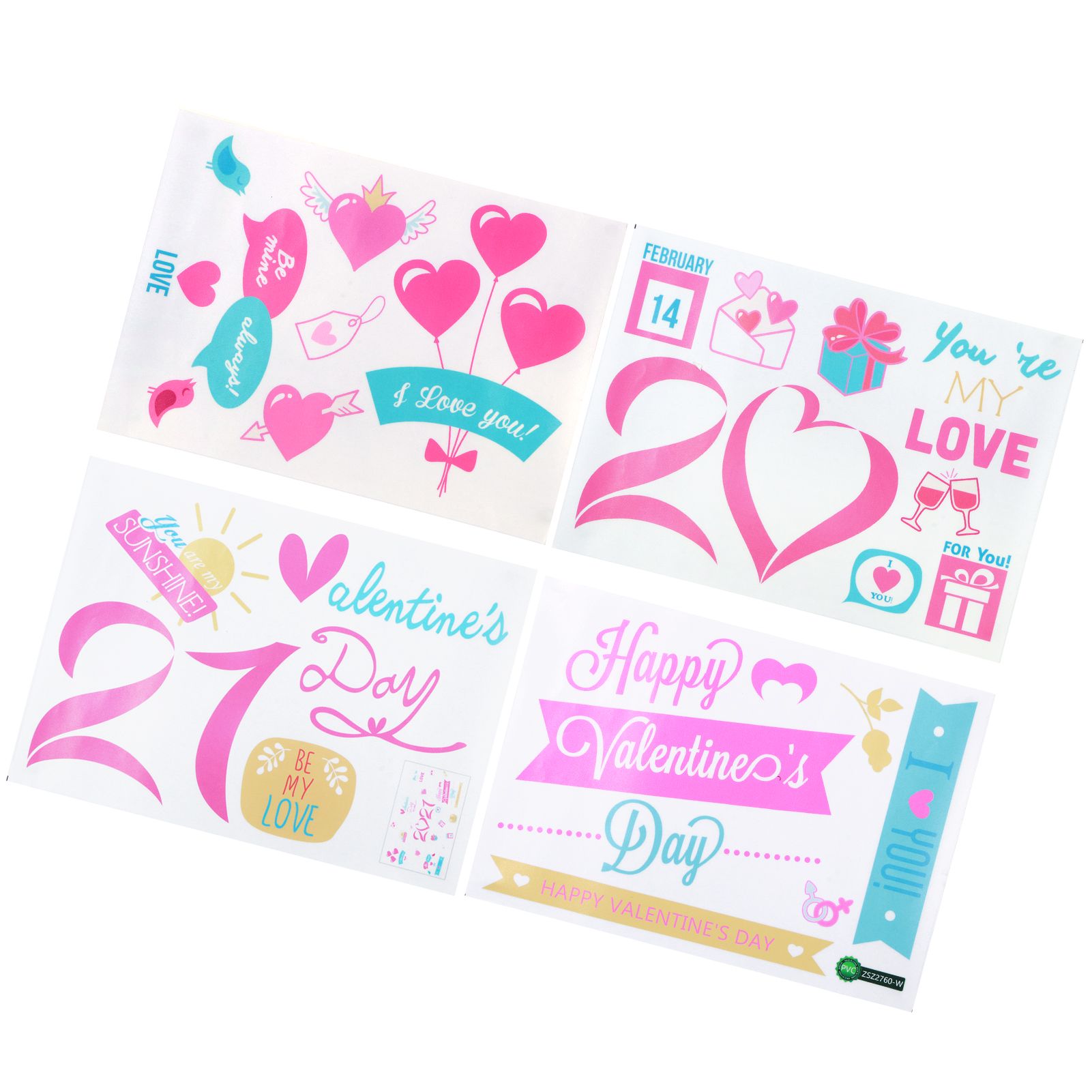 4Pcs/Set 2021 Valentine's Day Wall Stickers Living Room Background Wall view 7
