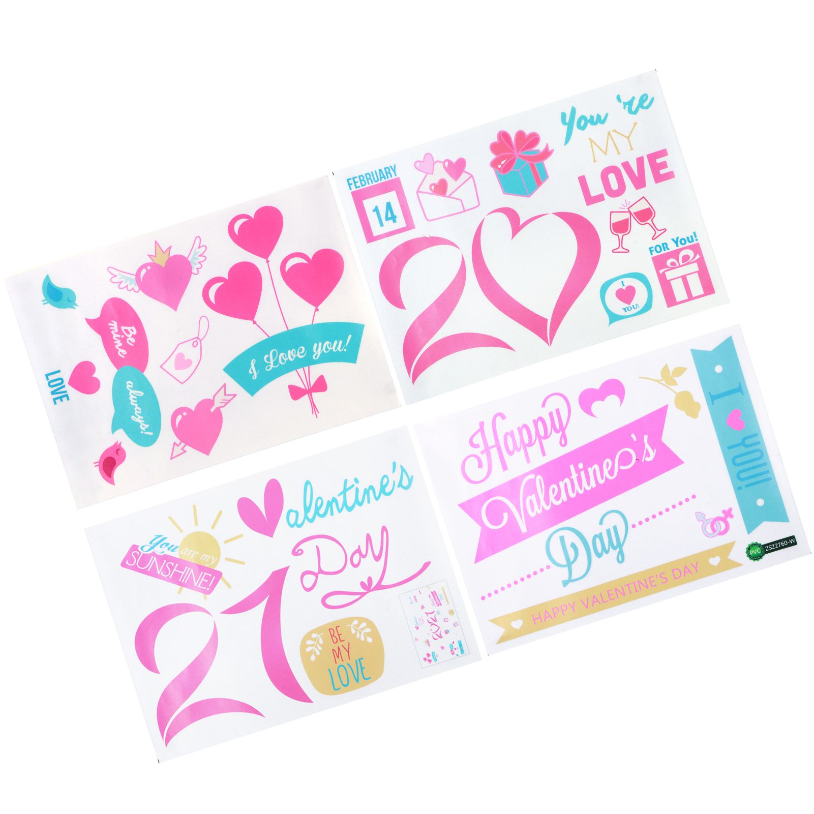 4Pcs/Set 2021 Valentine's Day Wall Stickers Living Room Background Wall view 8