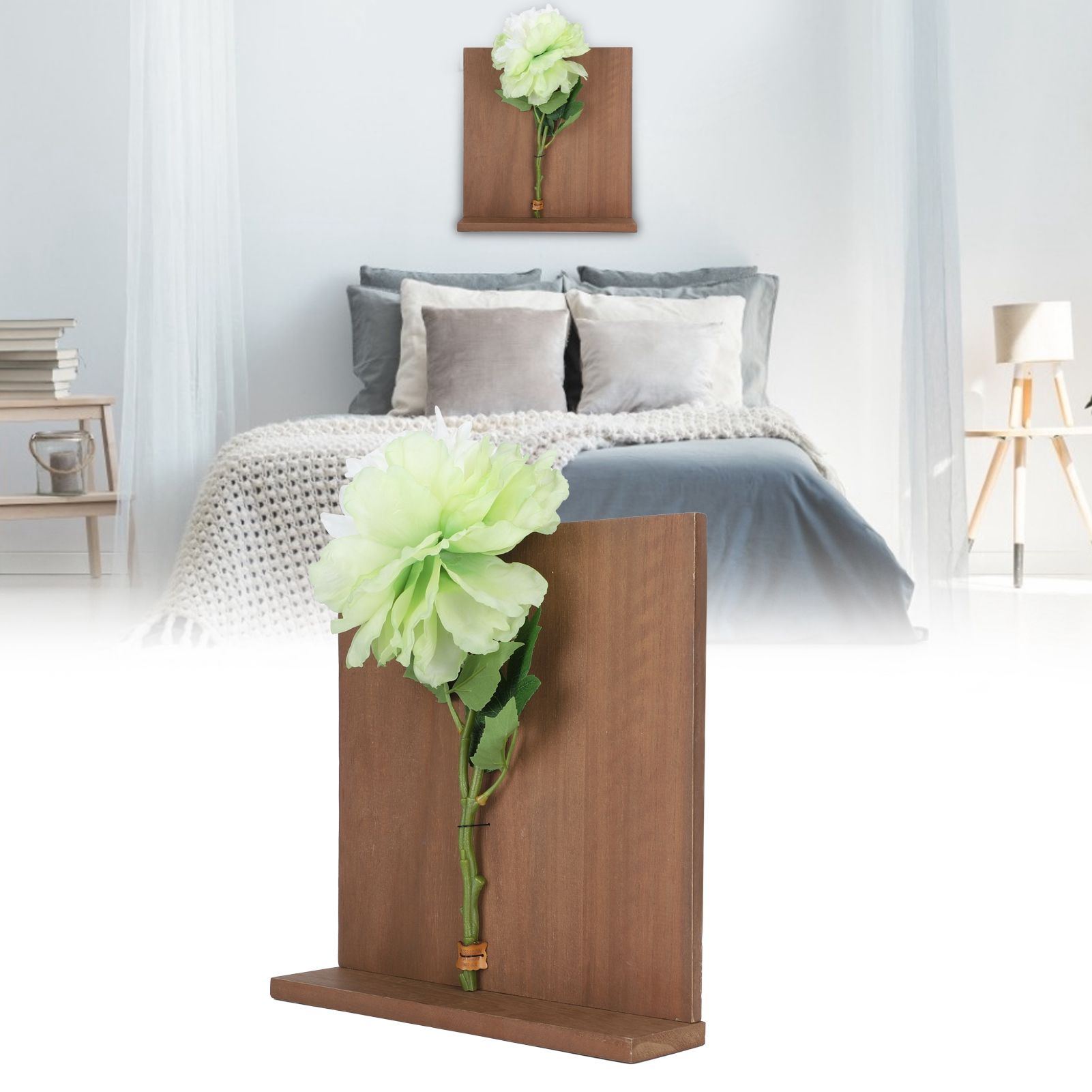 Artificial Flower Hanging Ornaments with Wood Board Indoor Living Room Bedroom view 9