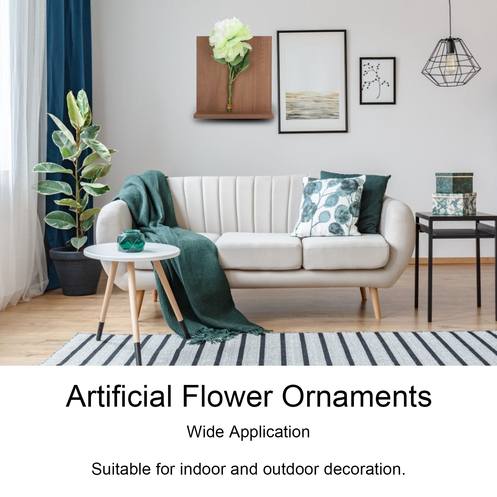 Artificial Flower Hanging Ornaments with Wood Board Indoor Living Room Bedroom view 15