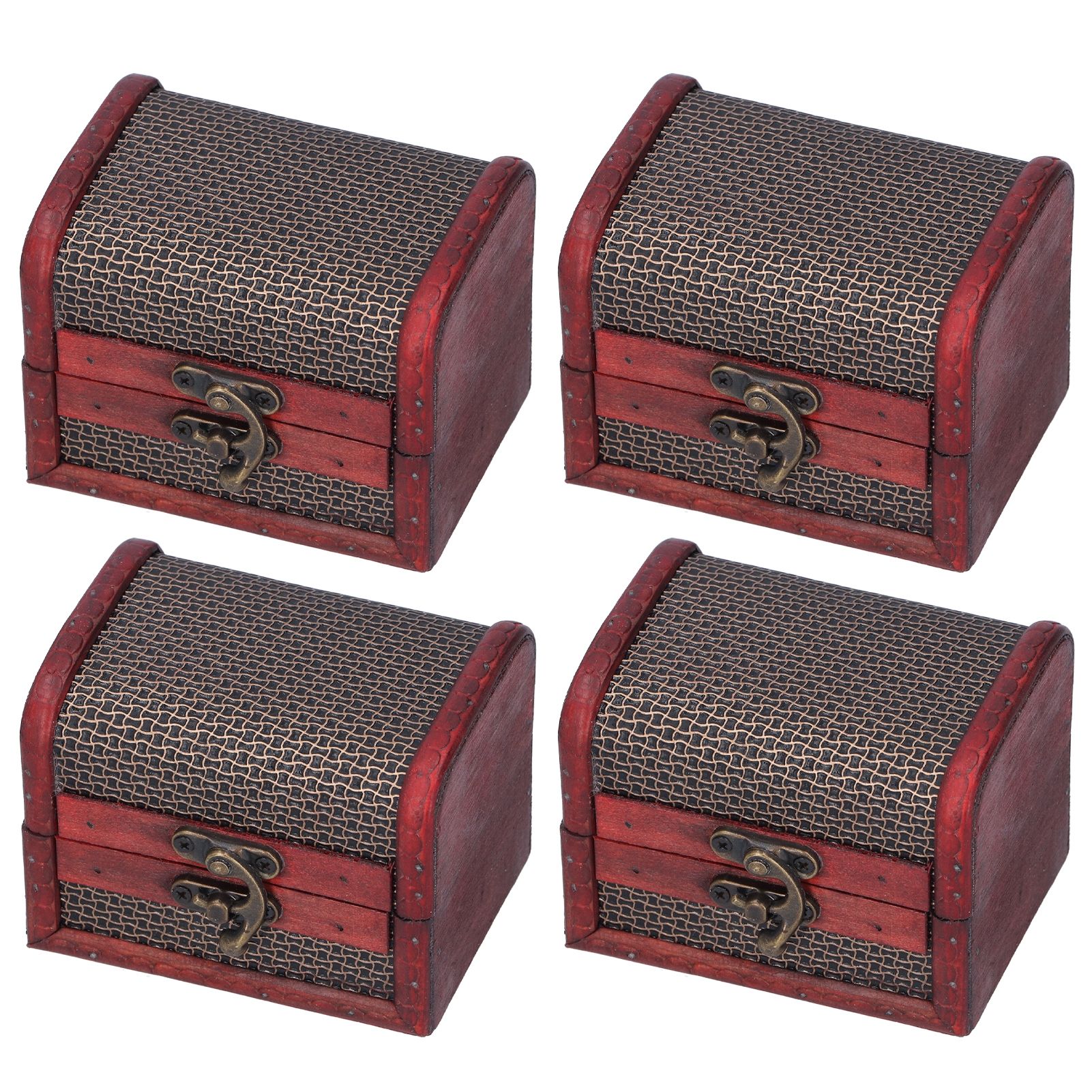4pcs Retro Wooden Storage Box Art Craft Classic Ornament for Cosmetics Jewelry