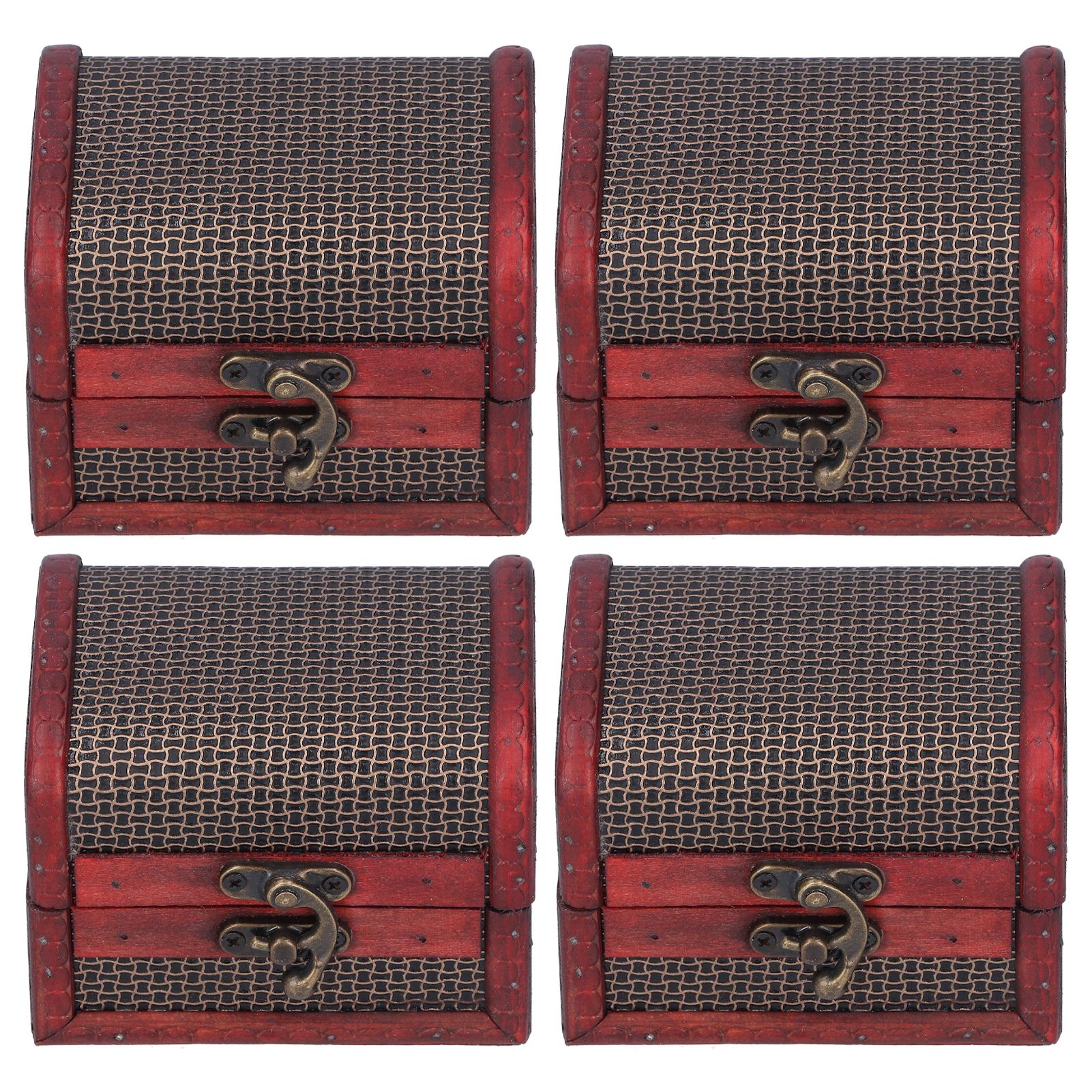 4pcs Retro Wooden Storage Box Art Craft Classic Ornament for Cosmetics Jewelry view 2