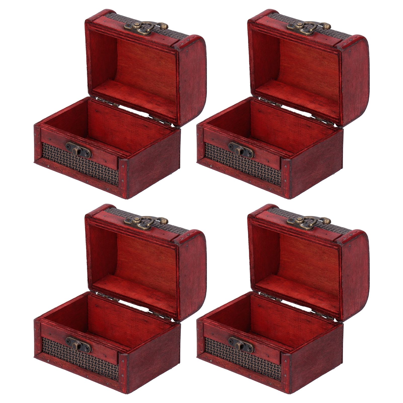 4pcs Retro Wooden Storage Box Art Craft Classic Ornament for Cosmetics Jewelry view 3