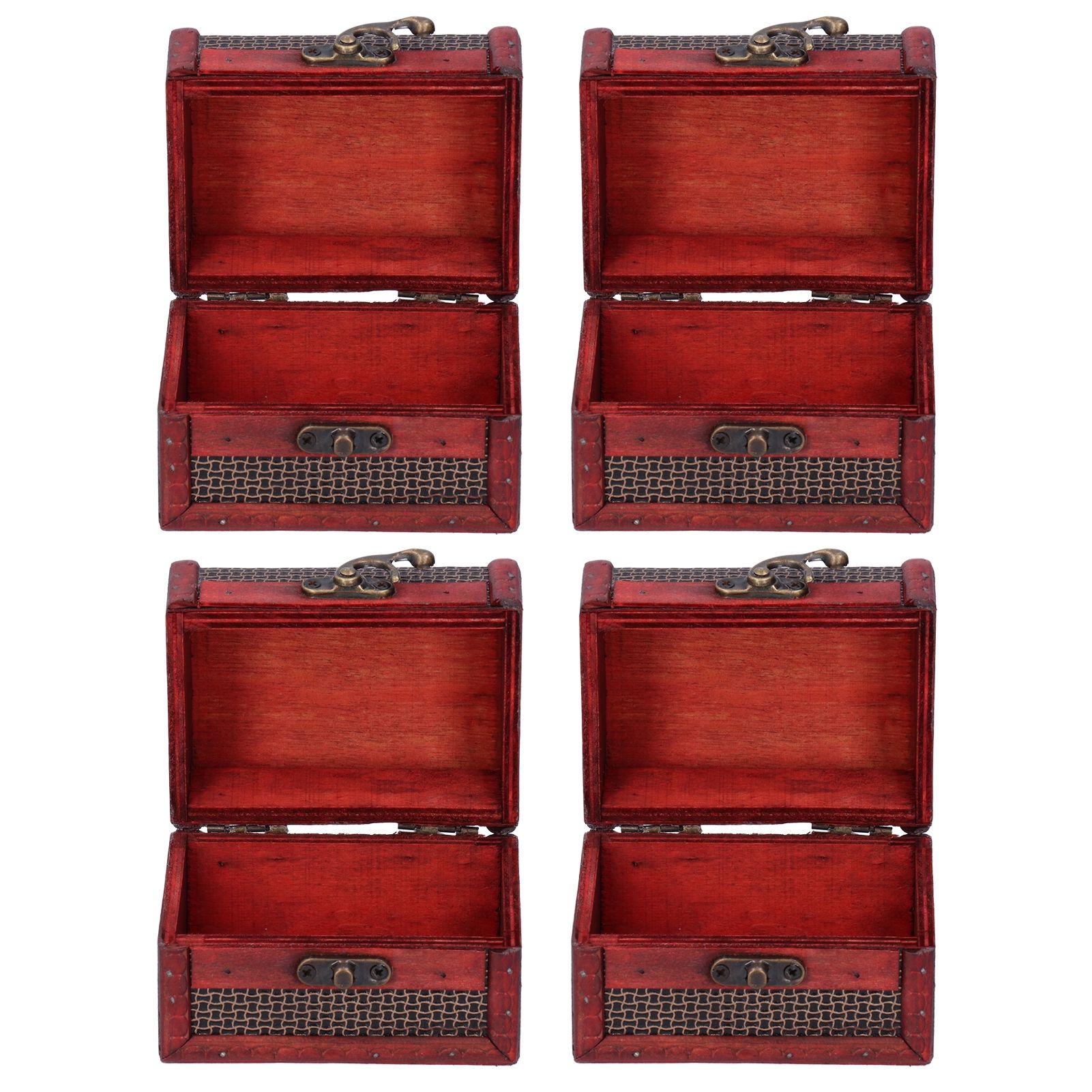 4pcs Retro Wooden Storage Box Art Craft Classic Ornament for Cosmetics Jewelry view 4