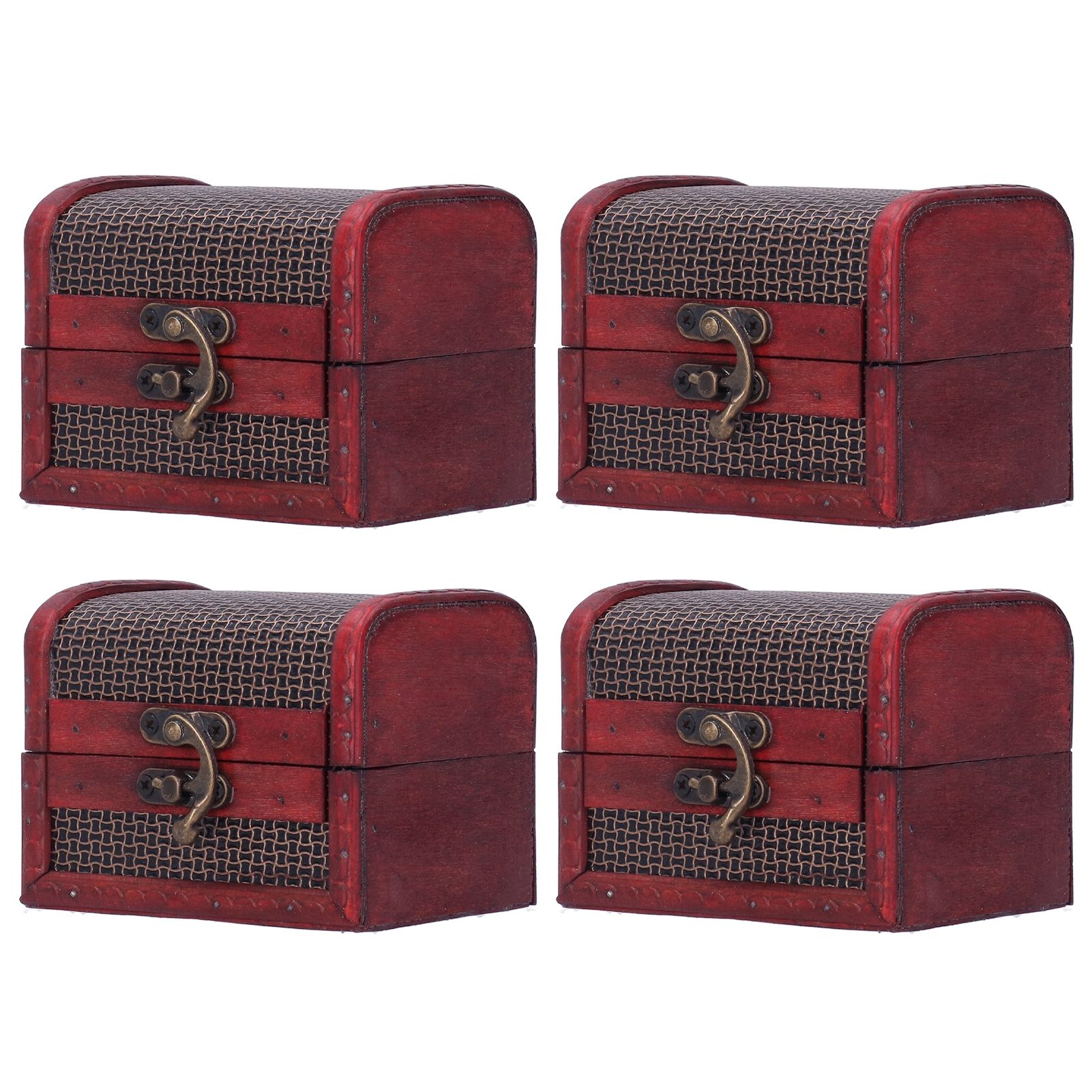 4pcs Retro Wooden Storage Box Art Craft Classic Ornament for Cosmetics Jewelry view 5