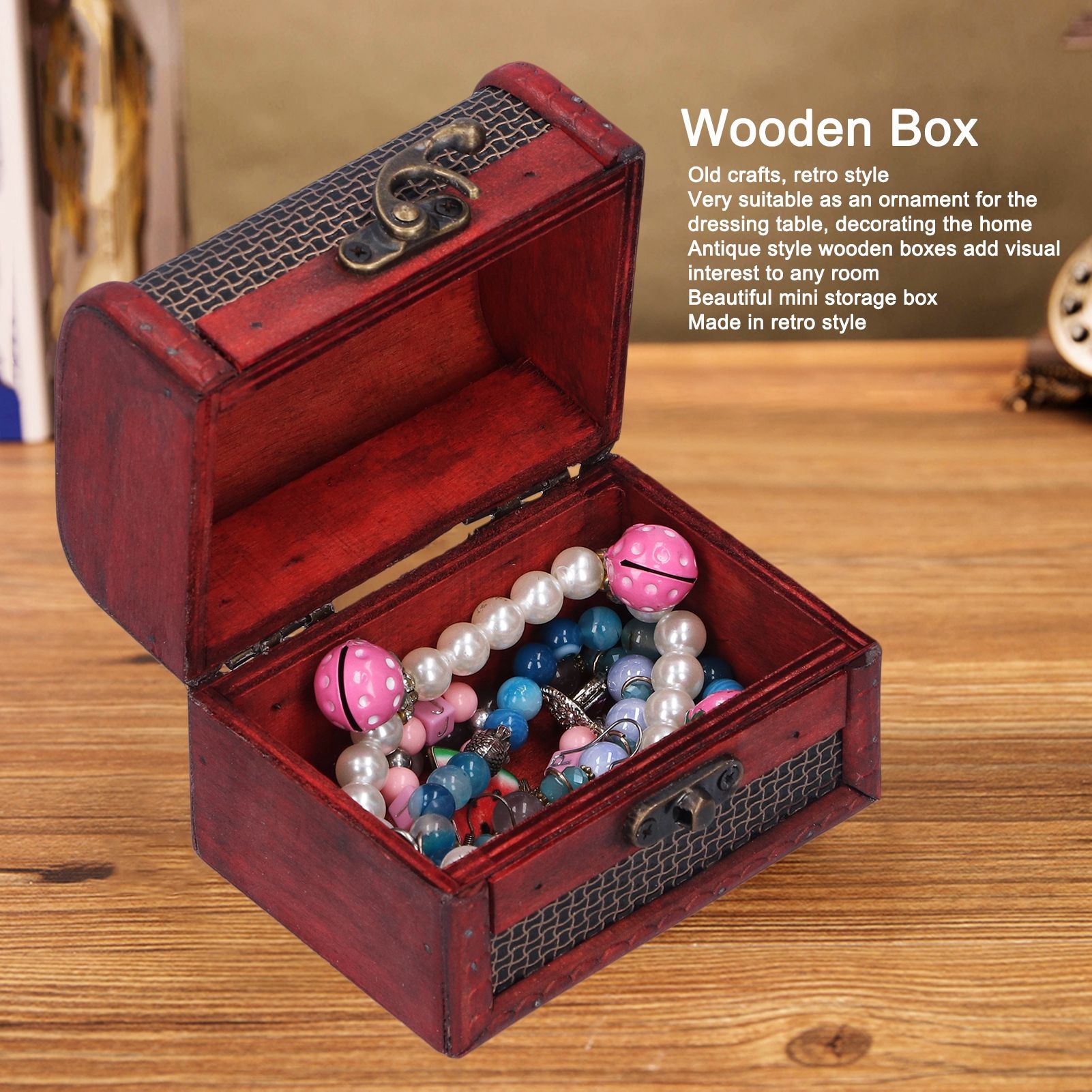 4pcs Retro Wooden Storage Box Art Craft Classic Ornament for Cosmetics Jewelry view 15