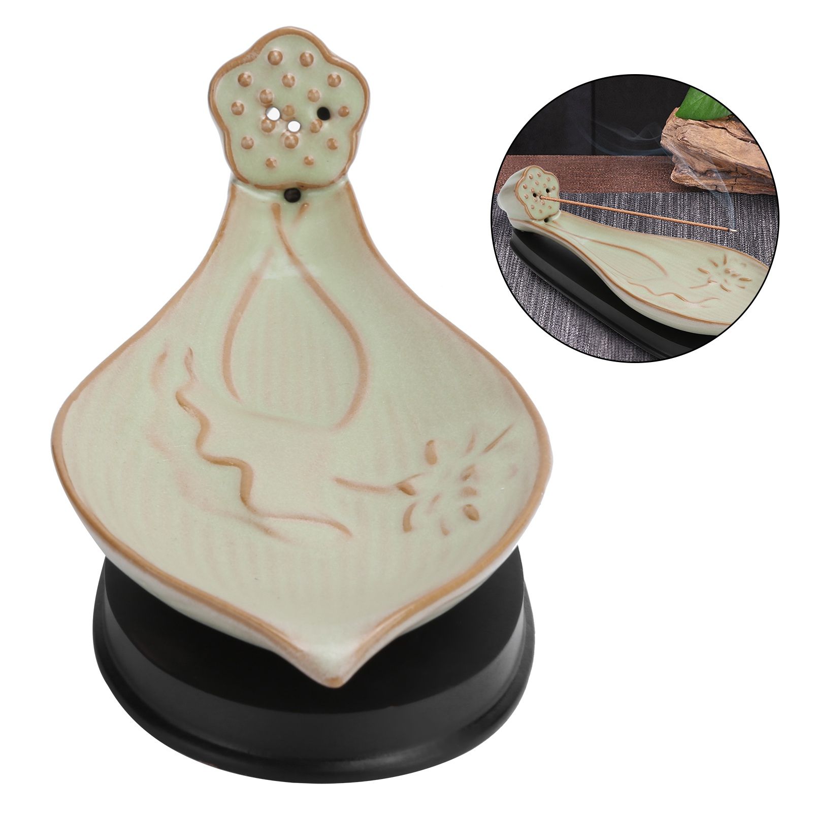 Incense Holder Embossed Ceramic Incense Stick Coil Burner Tray Desktop Decoration view 10