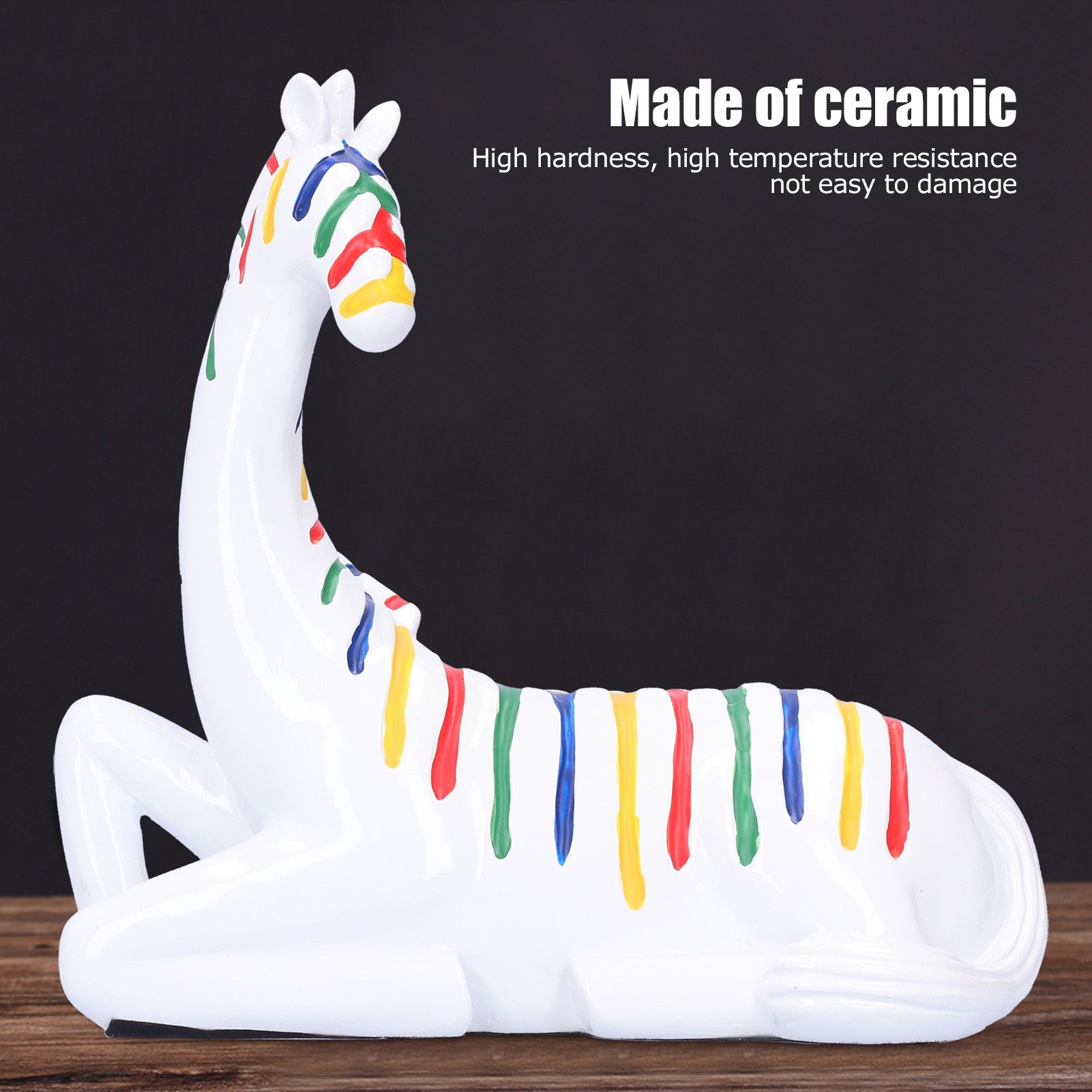 Ceramic Figurine Kneeling Colorful Horse Craft Decoration Home Desktop view 12