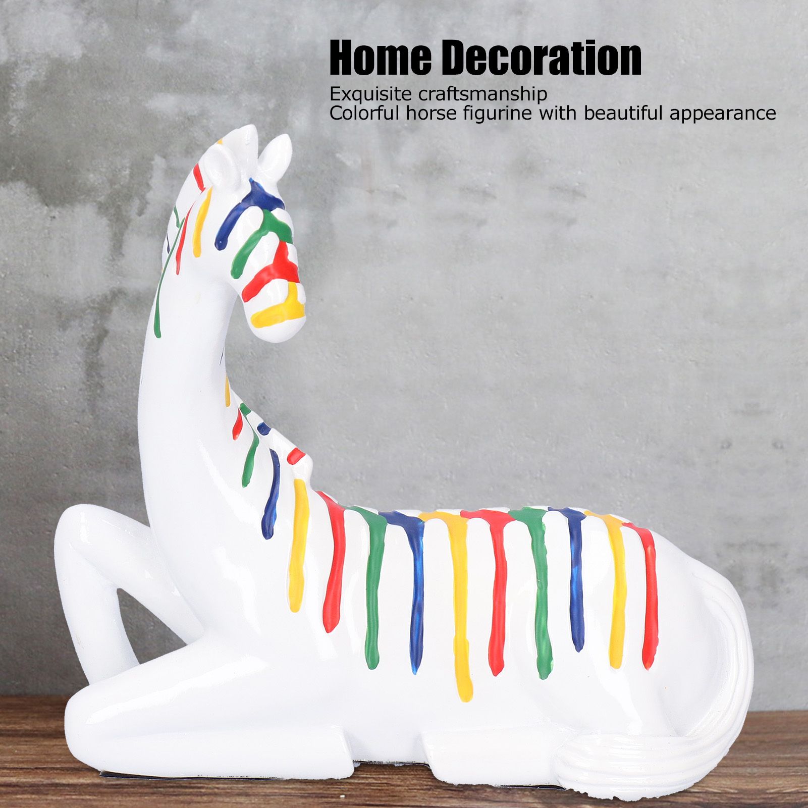 Ceramic Figurine Kneeling Colorful Horse Craft Decoration Home Desktop view 13