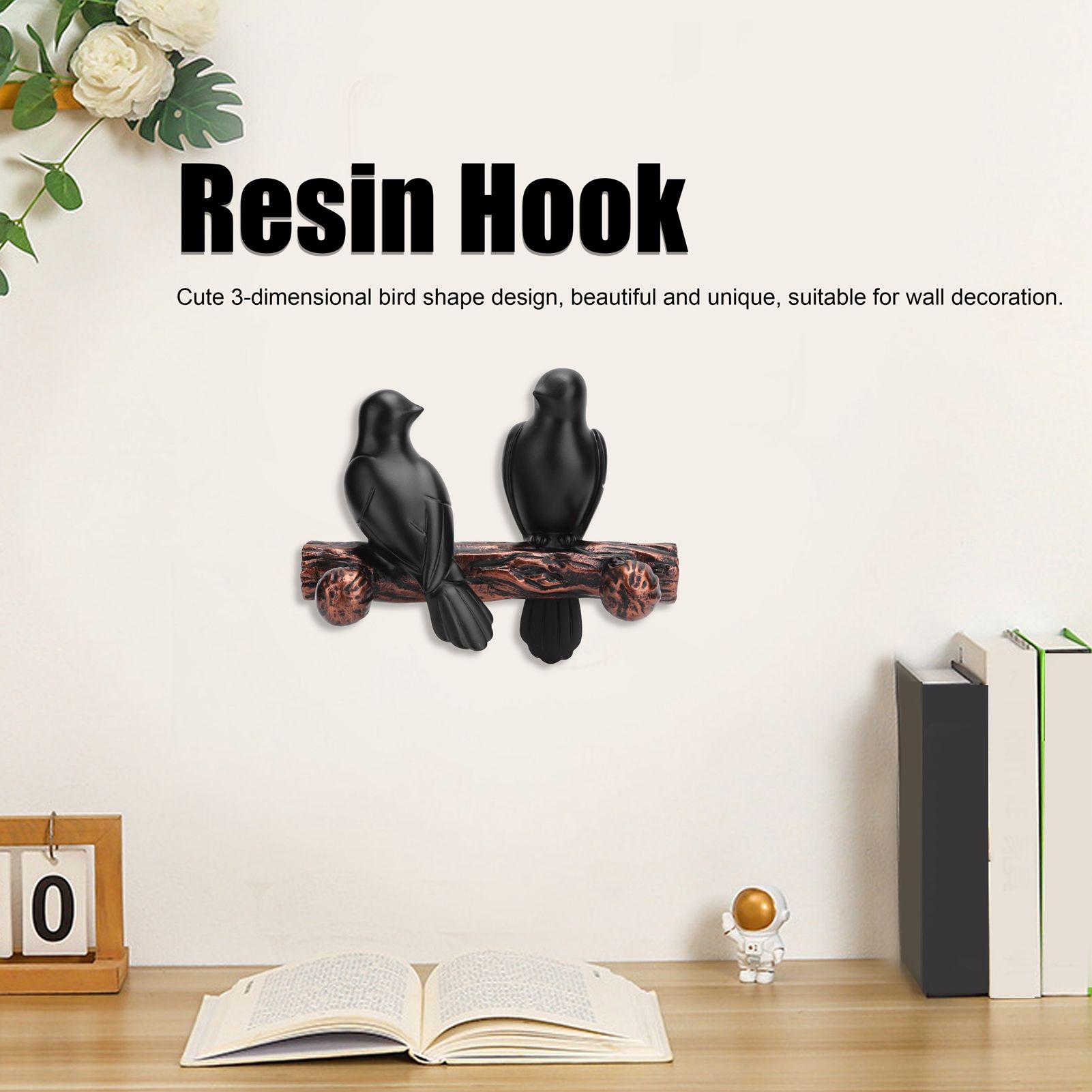 Clothes Hanger Innovative Wall Mounted Bird Shaped Resin Hook for Bedroom Entryway view 15