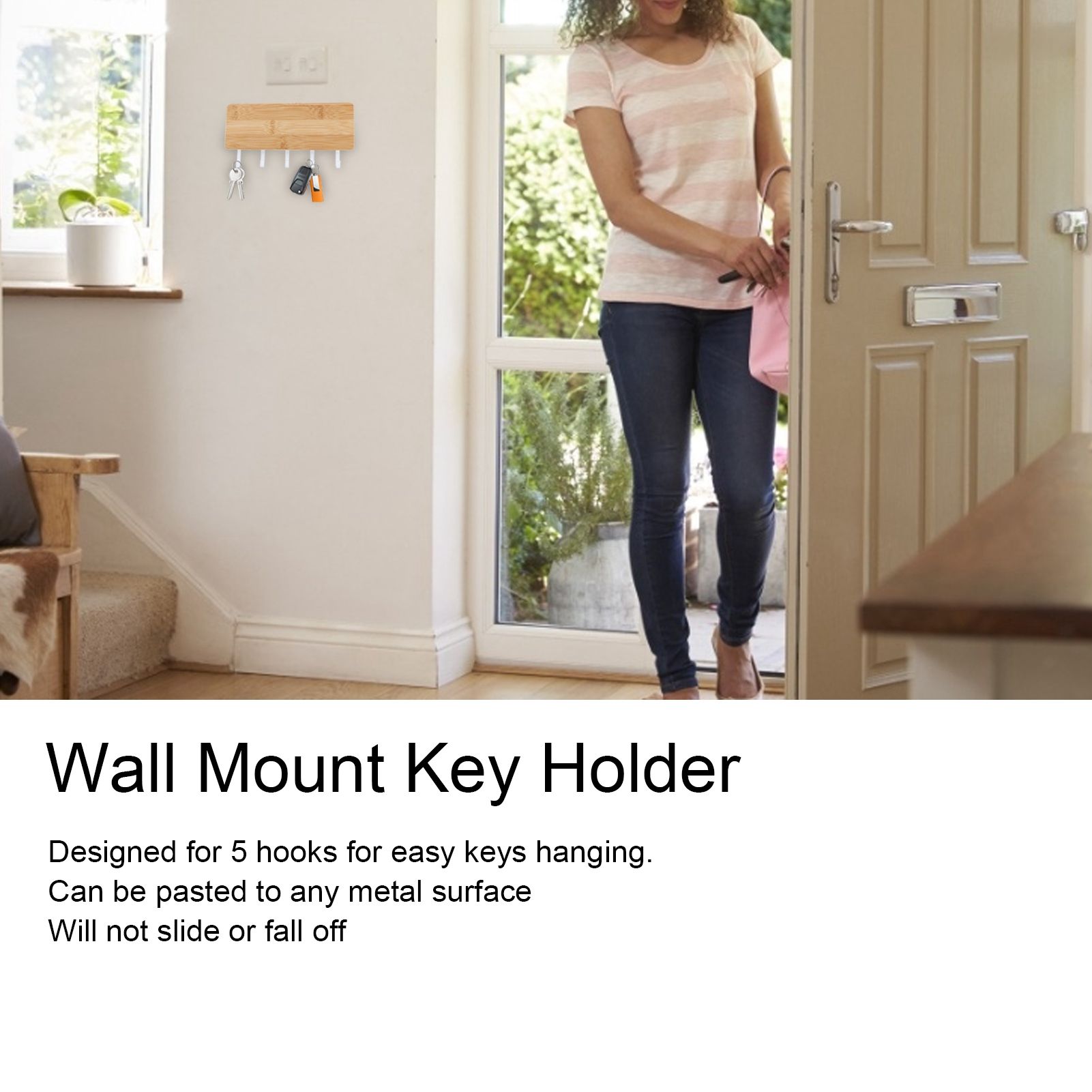 Wall Mount Key Holder Home Wall Mount Key Hanger Organizer Storage Box with 5 view 15