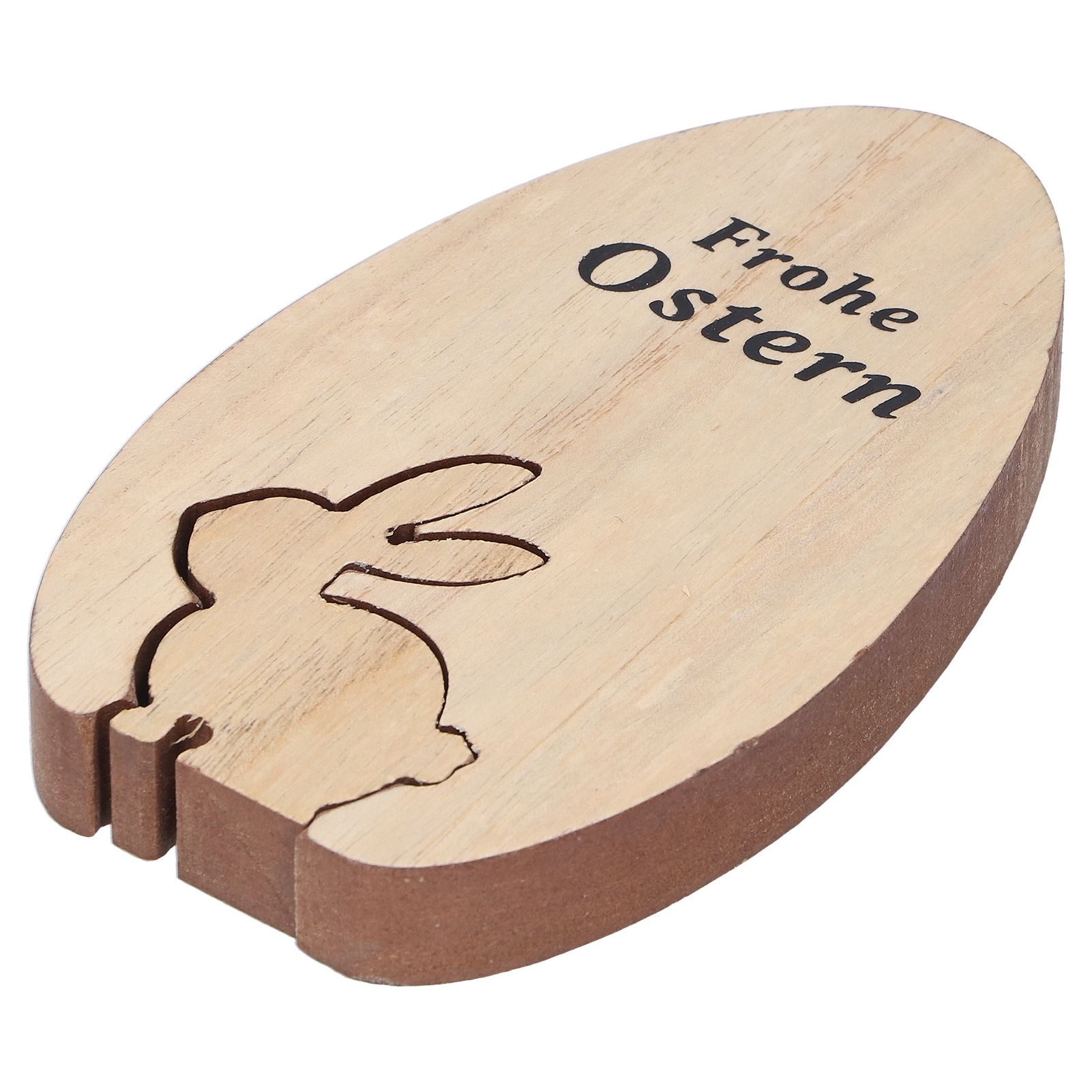 Wooden Egg Shape Ornament Cute Rabbit Tabletop Decor Wooden Craft Ornaments view 3