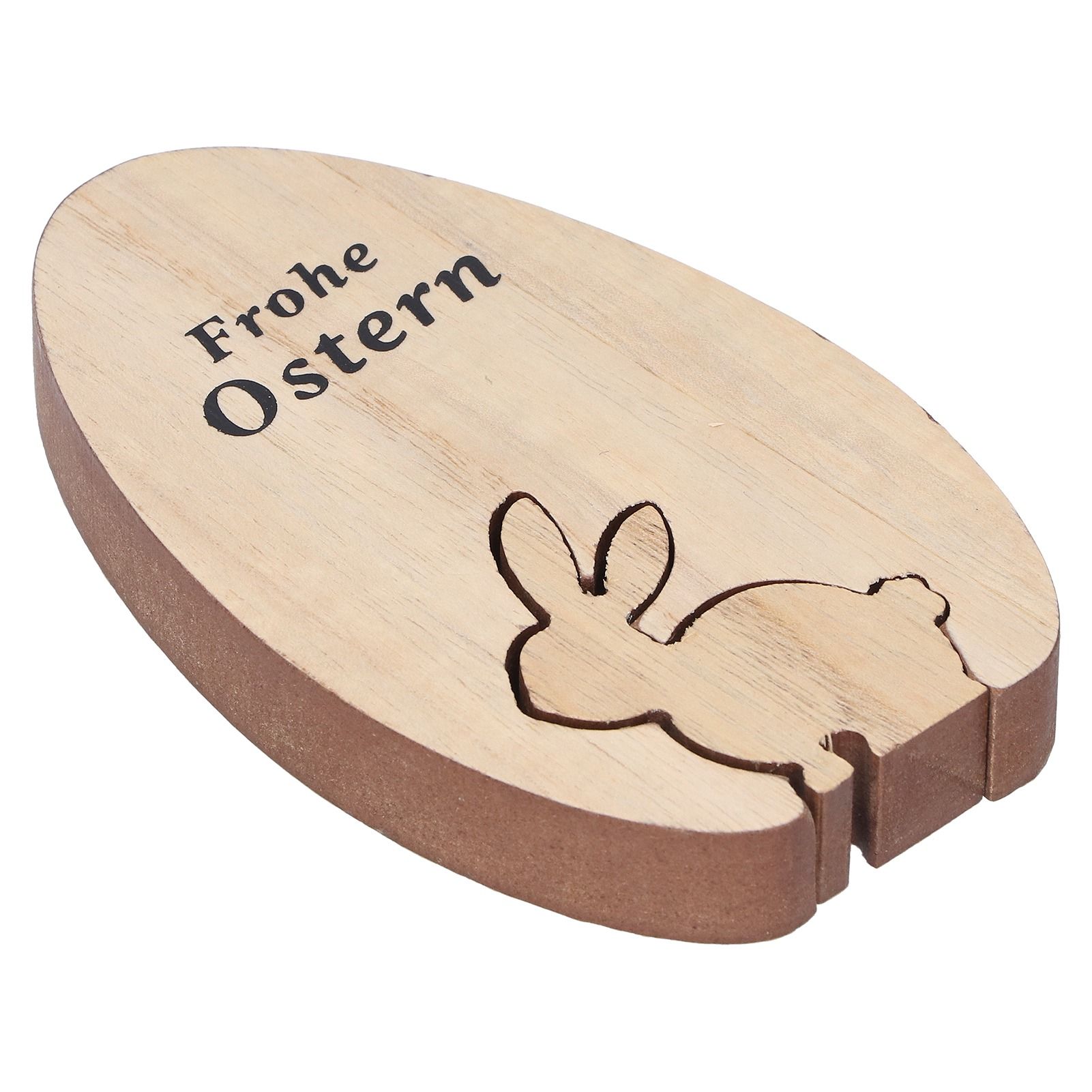 Wooden Egg Shape Ornament Cute Rabbit Tabletop Decor Wooden Craft Ornaments view 5