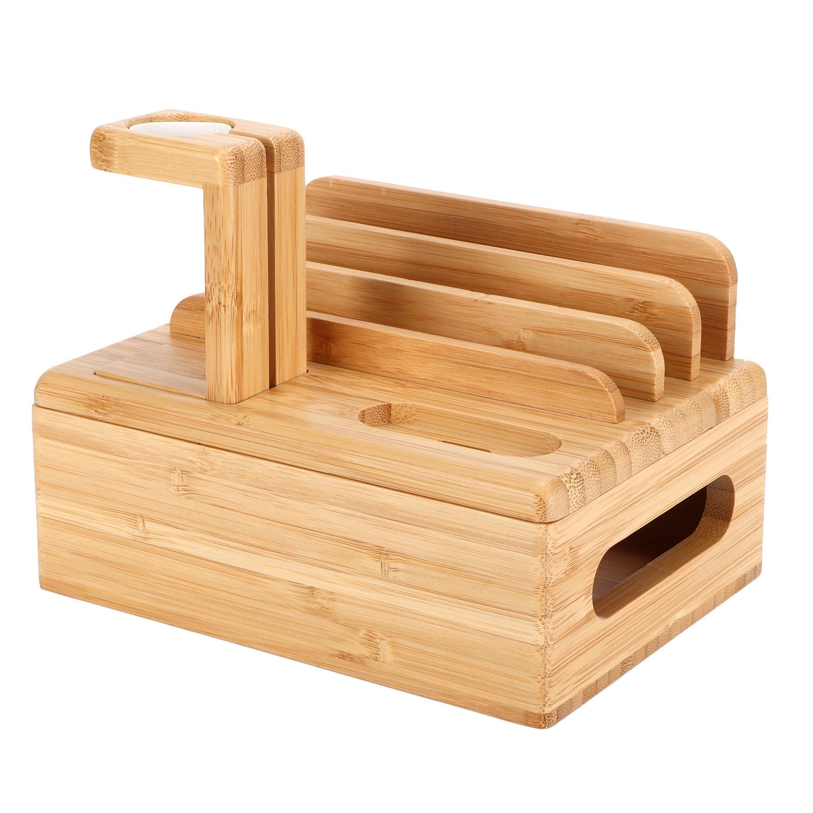 Bamboo Device Organizer Stand Cellphone Tablet Watch Holder Desktop Storage view 3