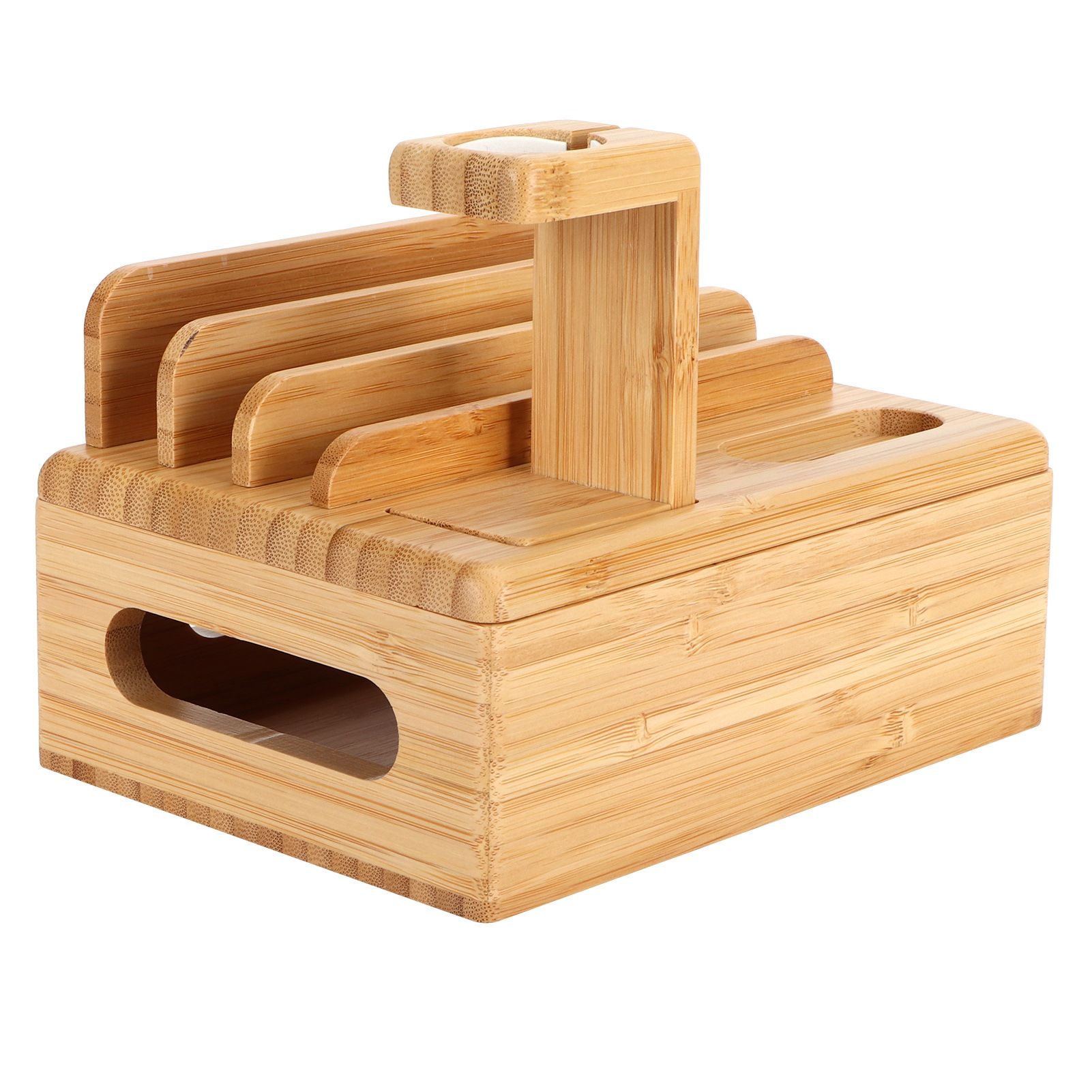 Bamboo Device Organizer Stand Cellphone Tablet Watch Holder Desktop Storage view 4