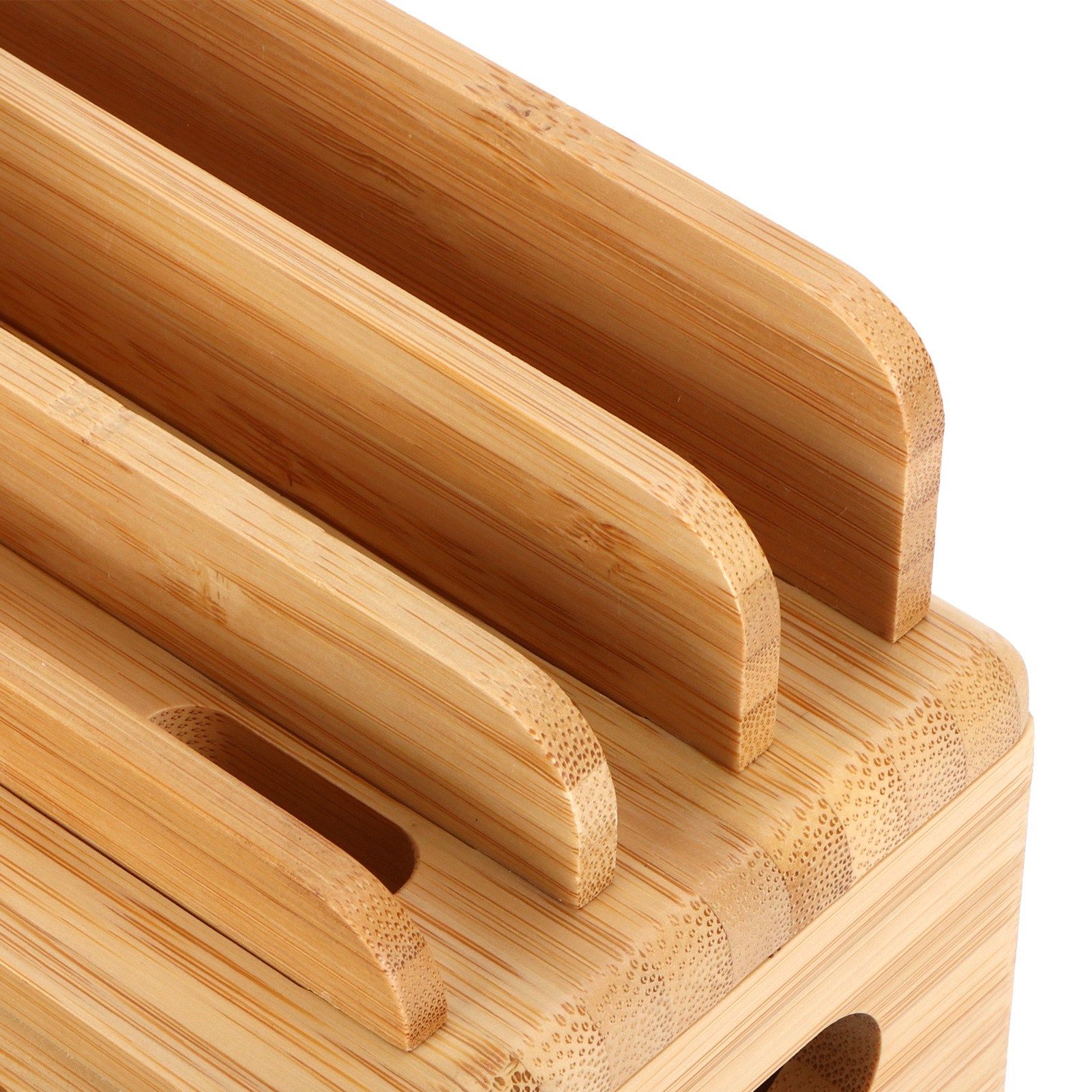 Bamboo Device Organizer Stand Cellphone Tablet Watch Holder Desktop Storage view 11
