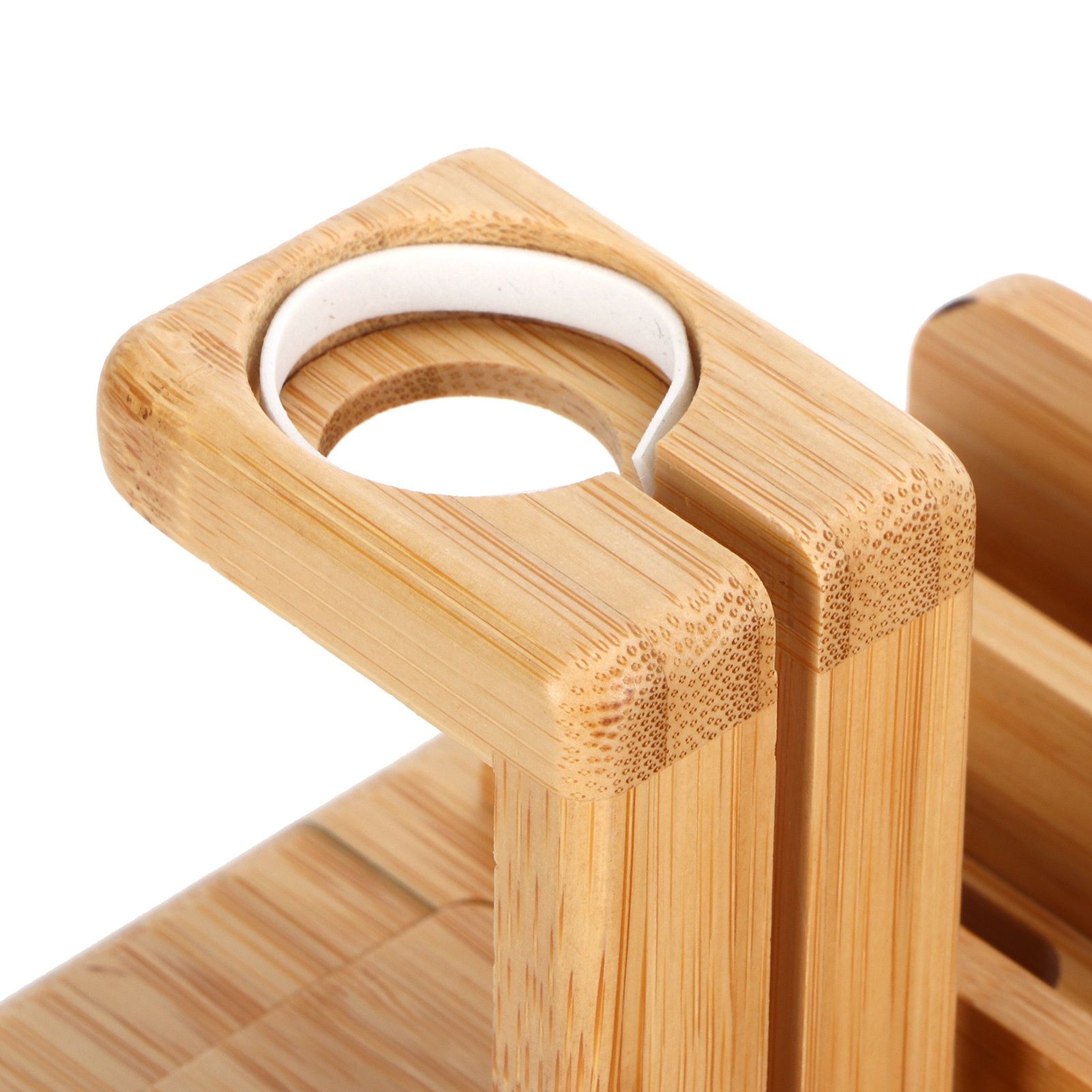 Bamboo Device Organizer Stand Cellphone Tablet Watch Holder Desktop Storage view 12