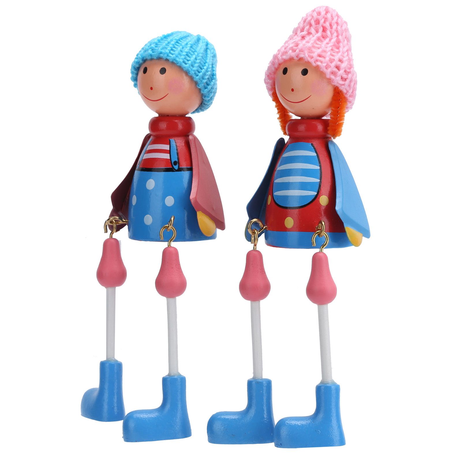 Wooden Dolls Cartoon Puppet Decoration Ornament Handicraft for Wedding Favors view 3